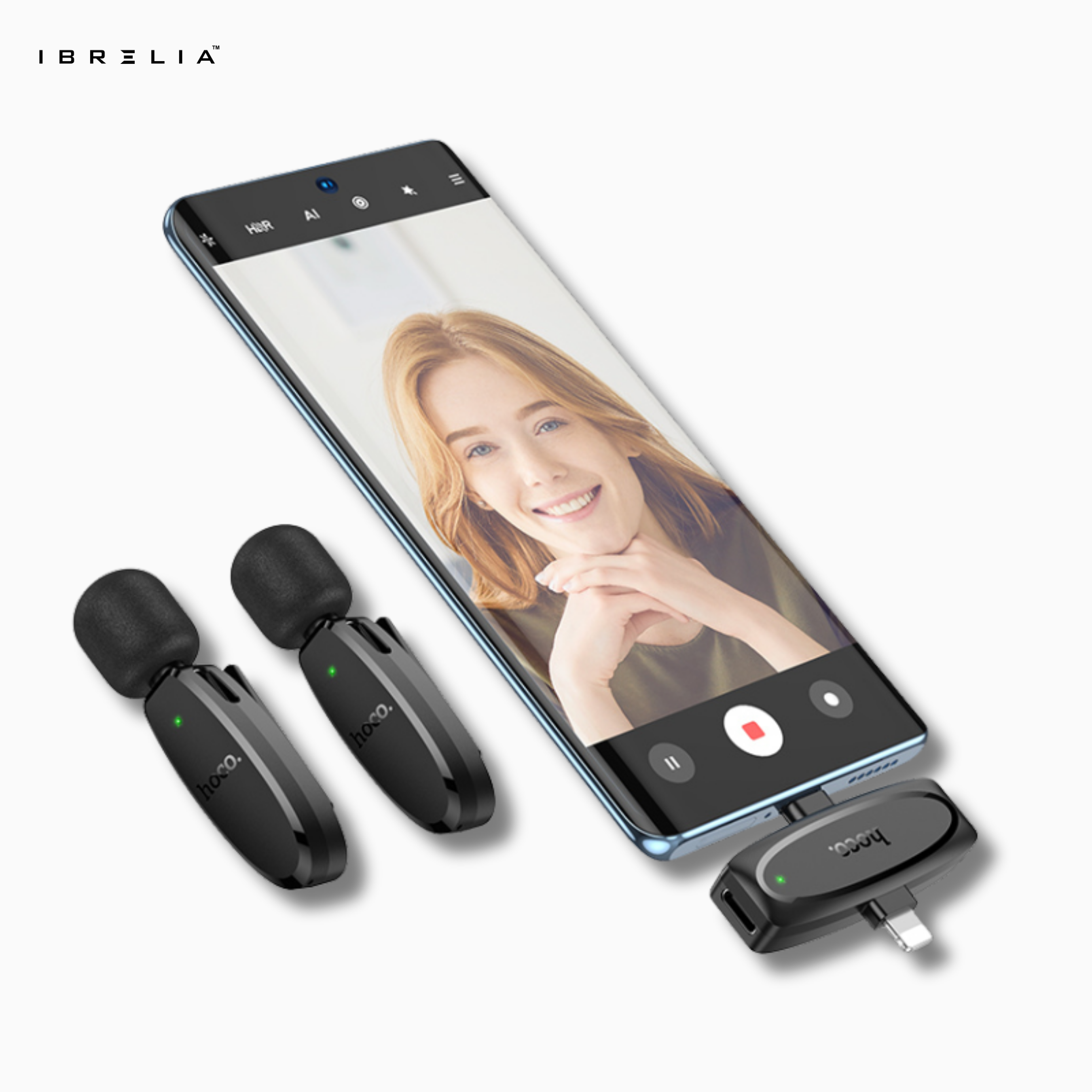 HOCO L15 Dual-Mic Wireless Digital Microphone (Type-C + Lightning 2-in-1 Receiver) | IBRELIA™