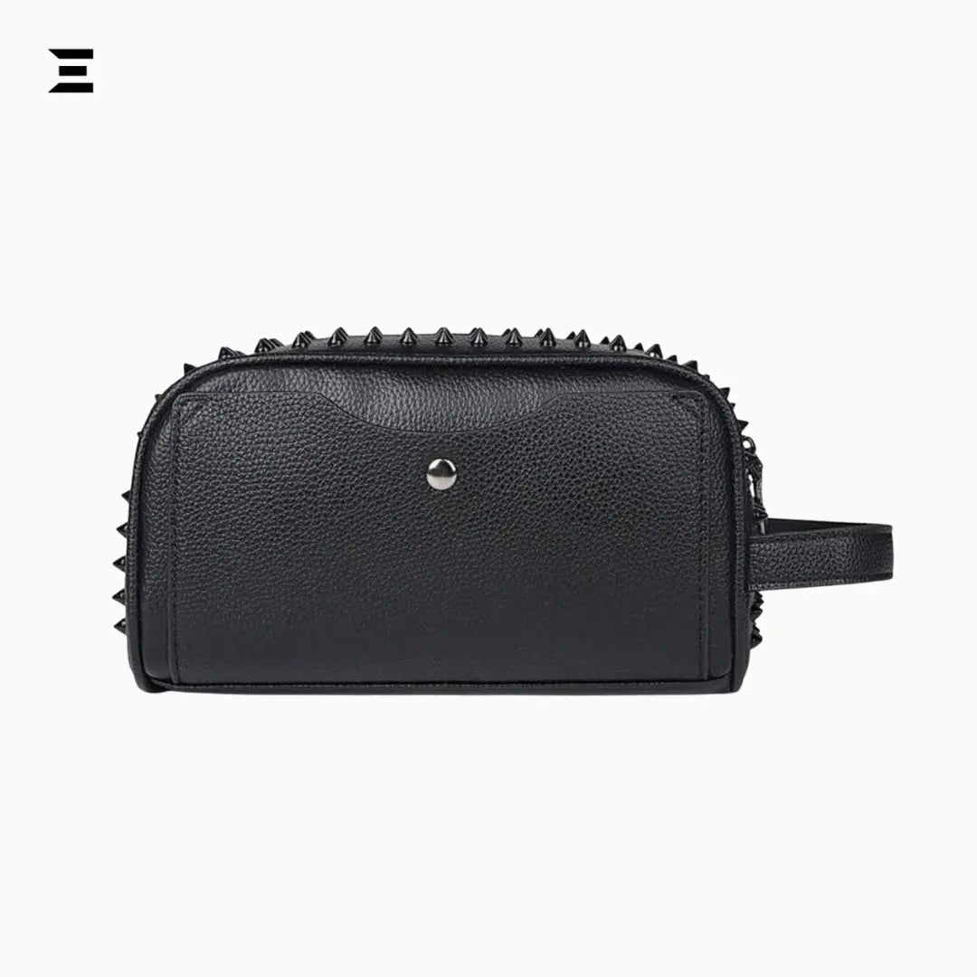 Elegant Black Rivet Leather Wrist Clutch – Unisex Evening & Party Bag IBRELIA™ - IBRELIA