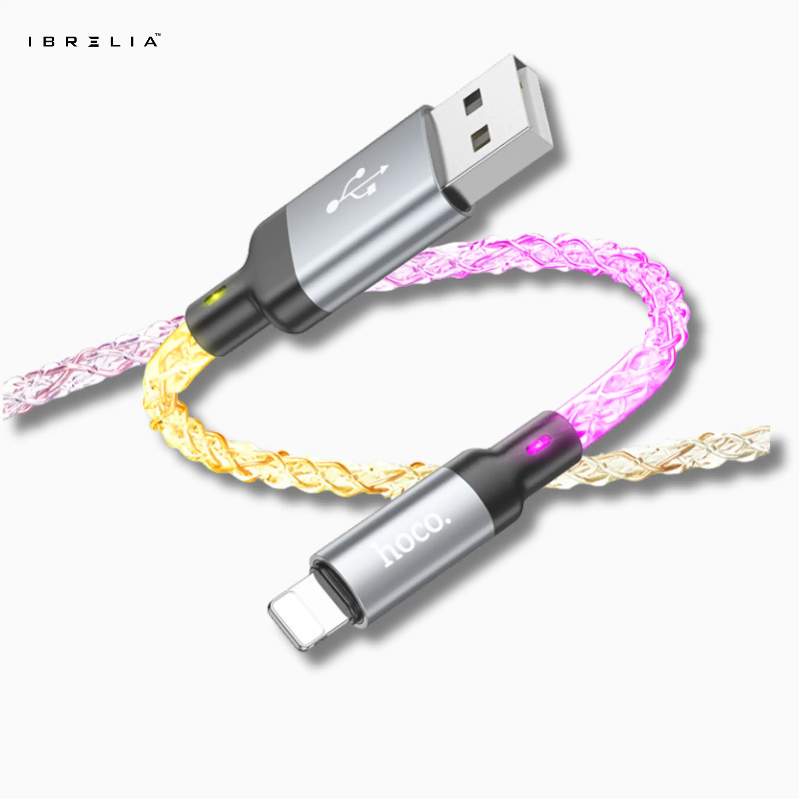 HOCO U112 Shine LED Charging Data Cable 2.4A (USB-A to iPhone) | IBRELIA™ IBRELIA