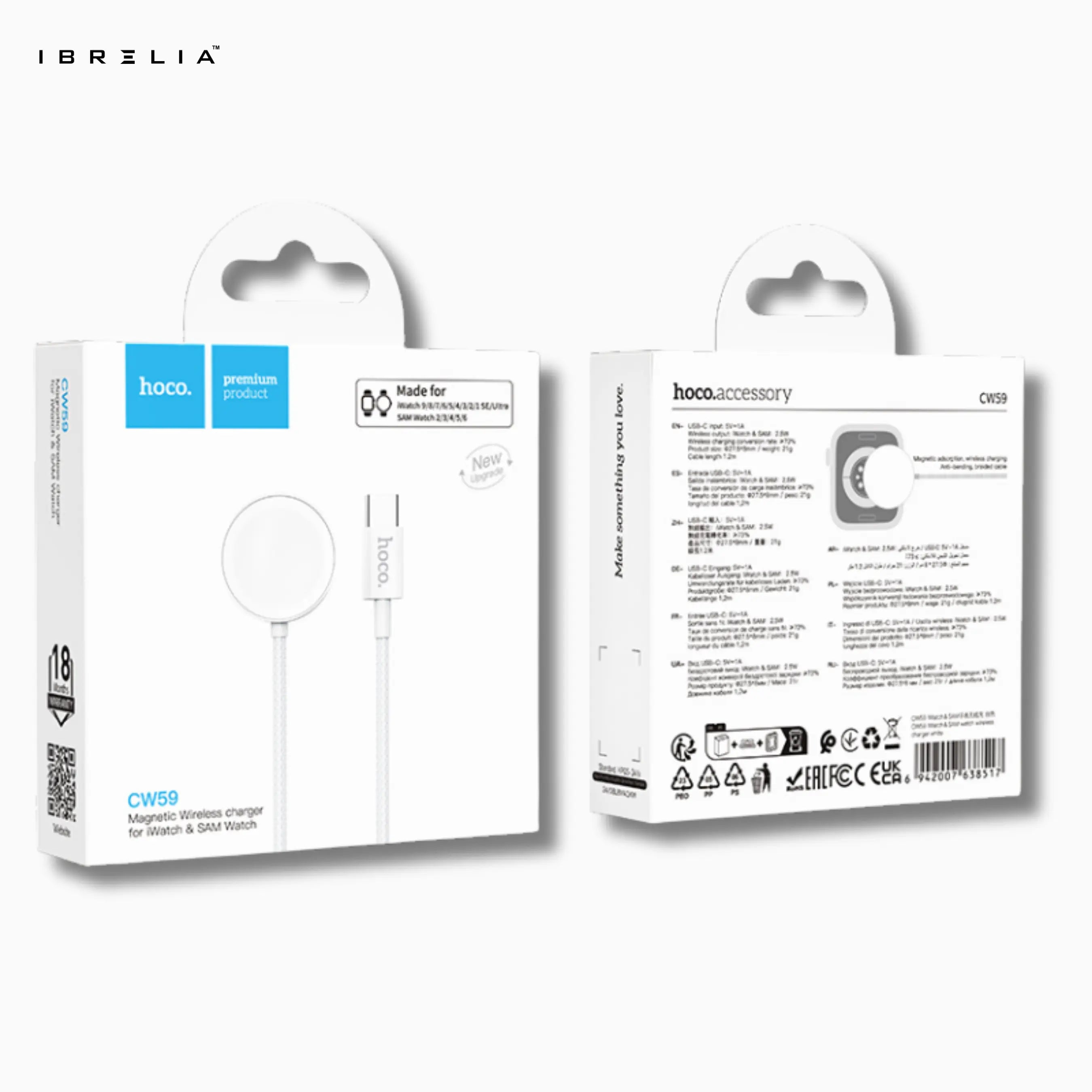 HOCO Magnetic Wireless Watch Charger CW59 – Apple Watch Fast Charging (1–9, SE/SE2, Ultra/Ultra 2) | IBRELIA IBRELIA