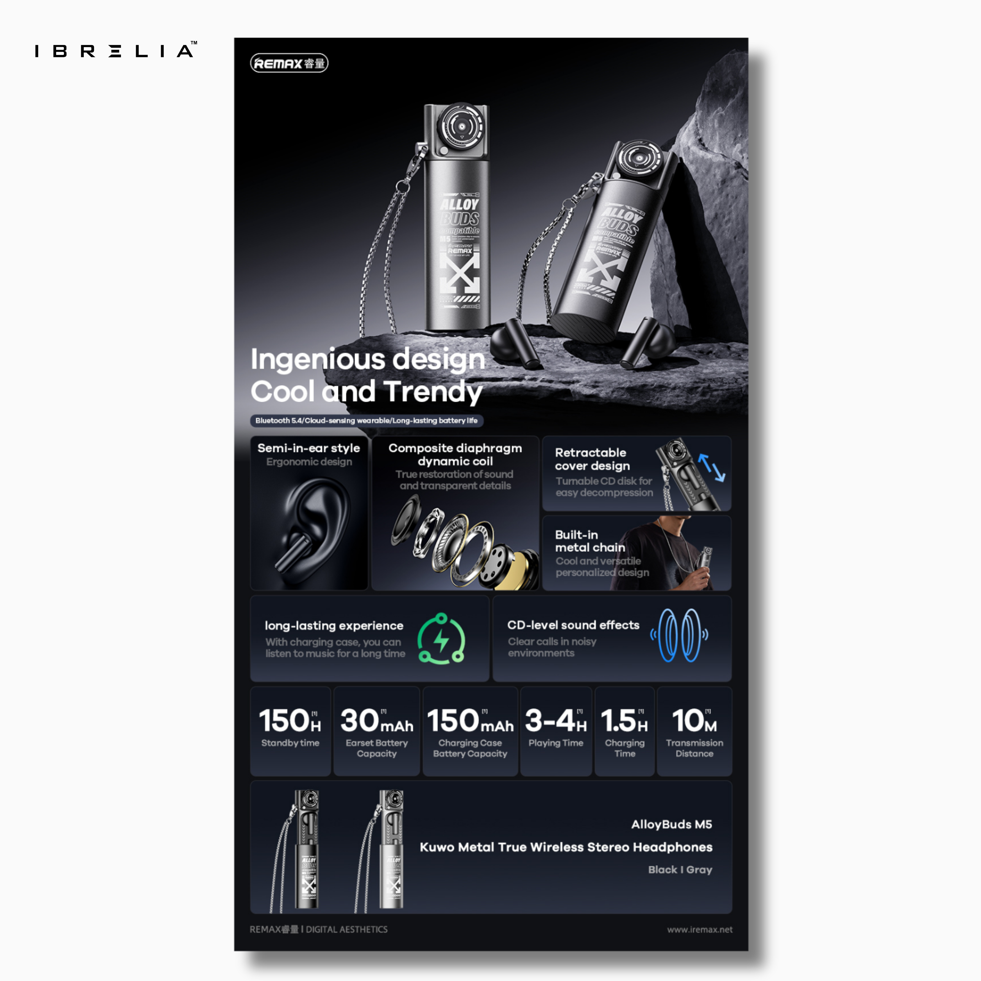 REMAX AlloyBuds M5 Metal TWS Earbuds | CoolMe Series | CD-Level Sound & Long Battery | IBRELIA™ IBRELIA