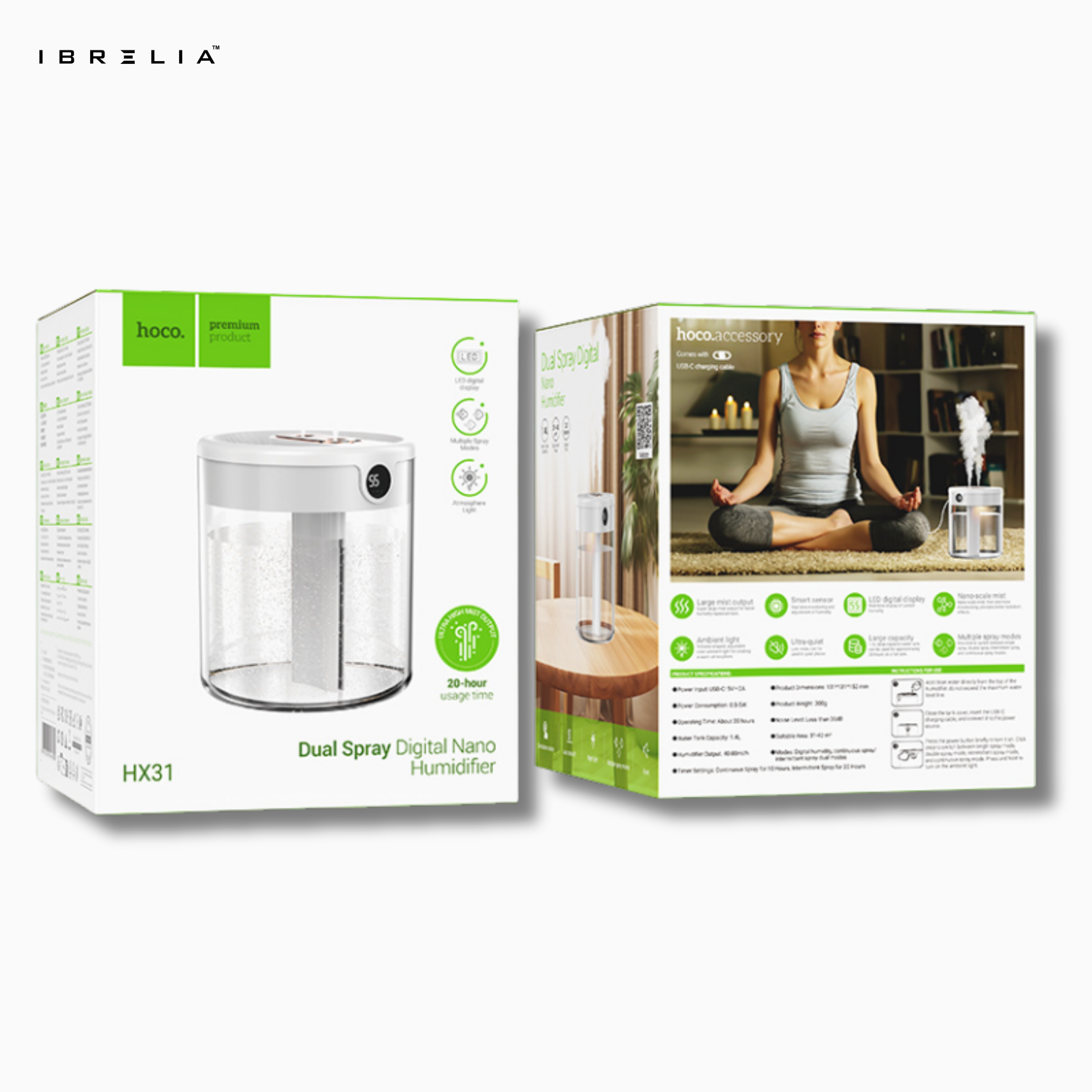 HOCO HX31 – Dual Spray Digital Nano Humidifier (1.4L Tank, Real-Time Humidity Display) – HOCO | IBRELIA™