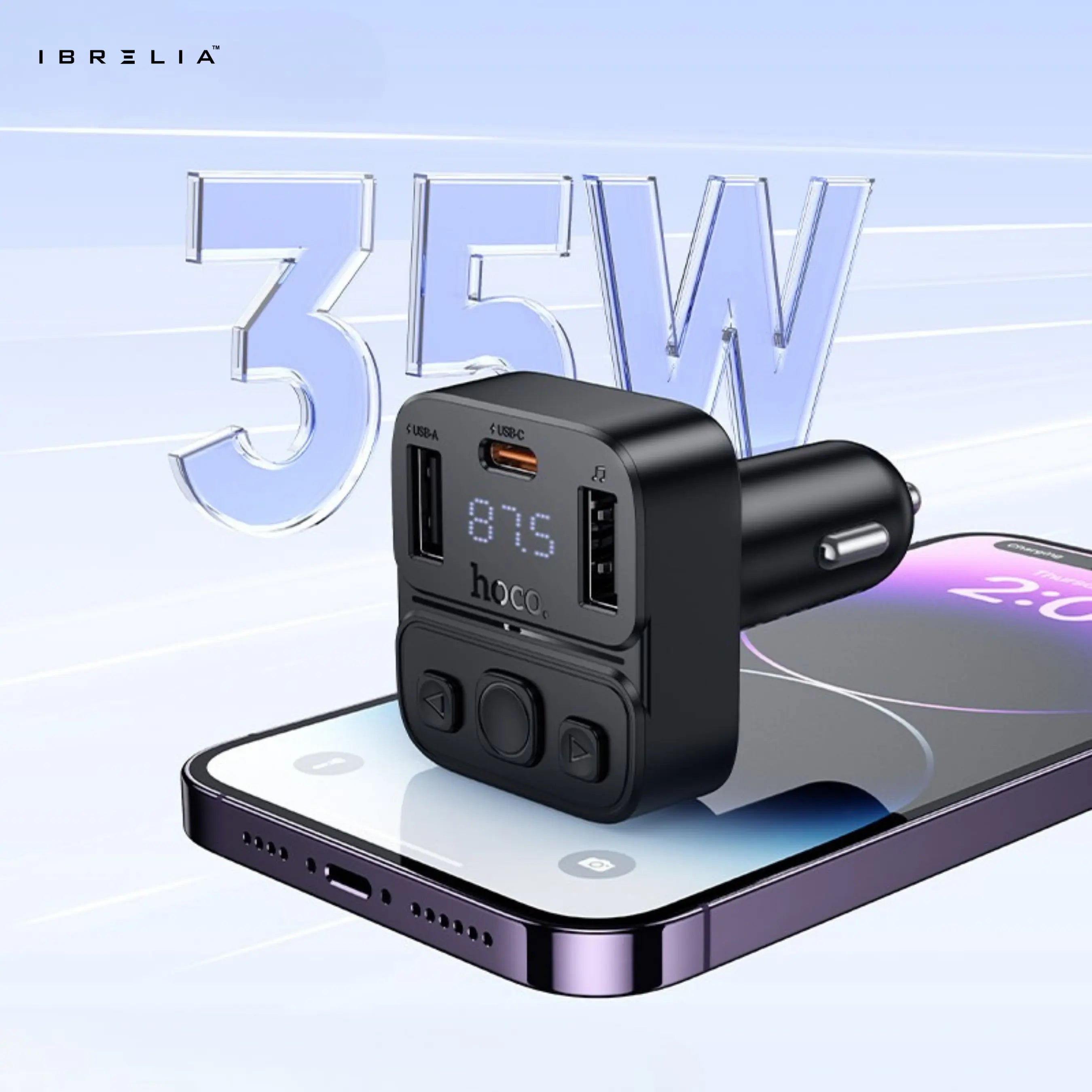 HOCO E87 – 35W High-Power In-Car Wireless FM Transmitter | IBRELIA™ IBRELIA