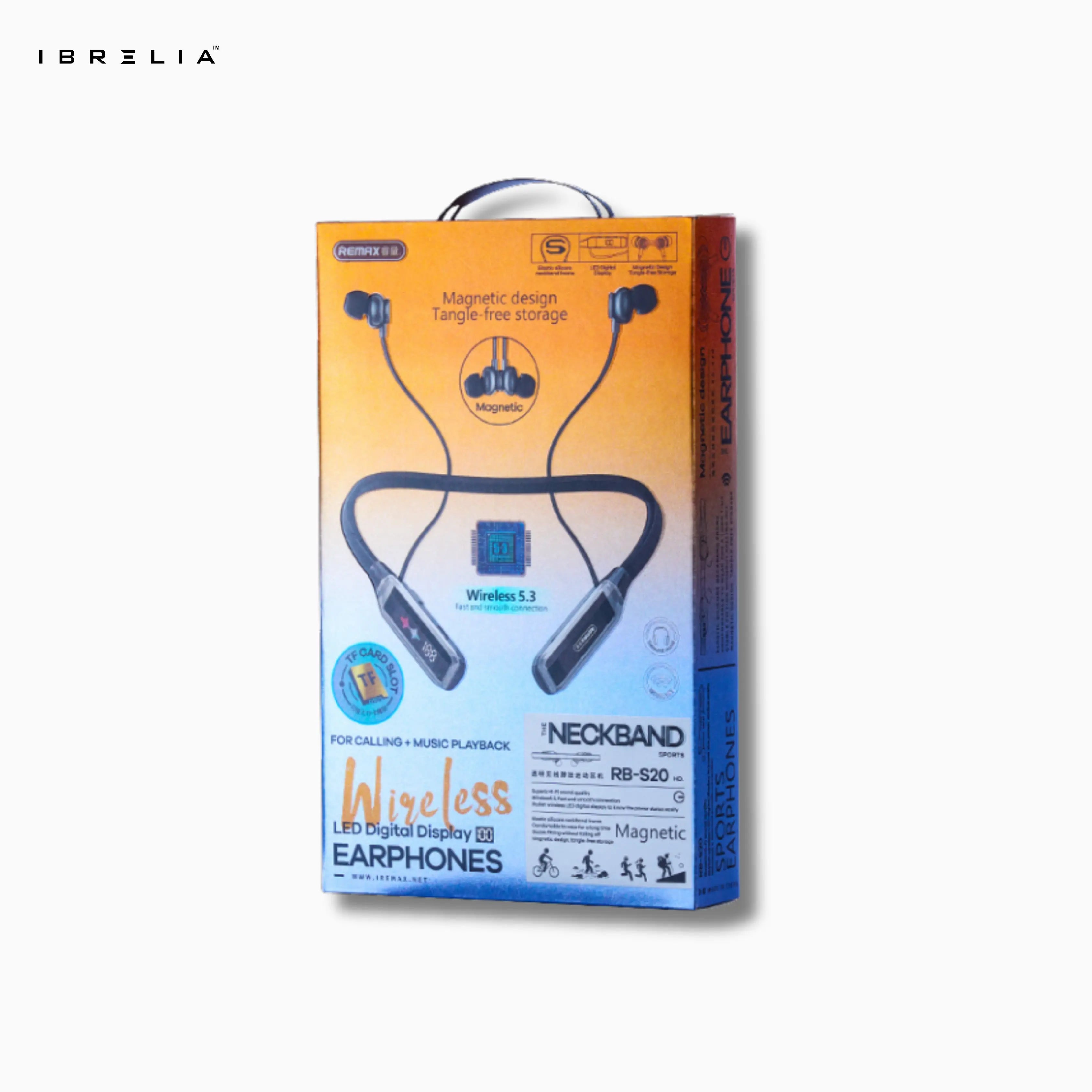 REMAX RB-S20 Wireless Neckband Earphones | LED Digital Display | Magnetic Sports Design | IBRELIA™ IBRELIA