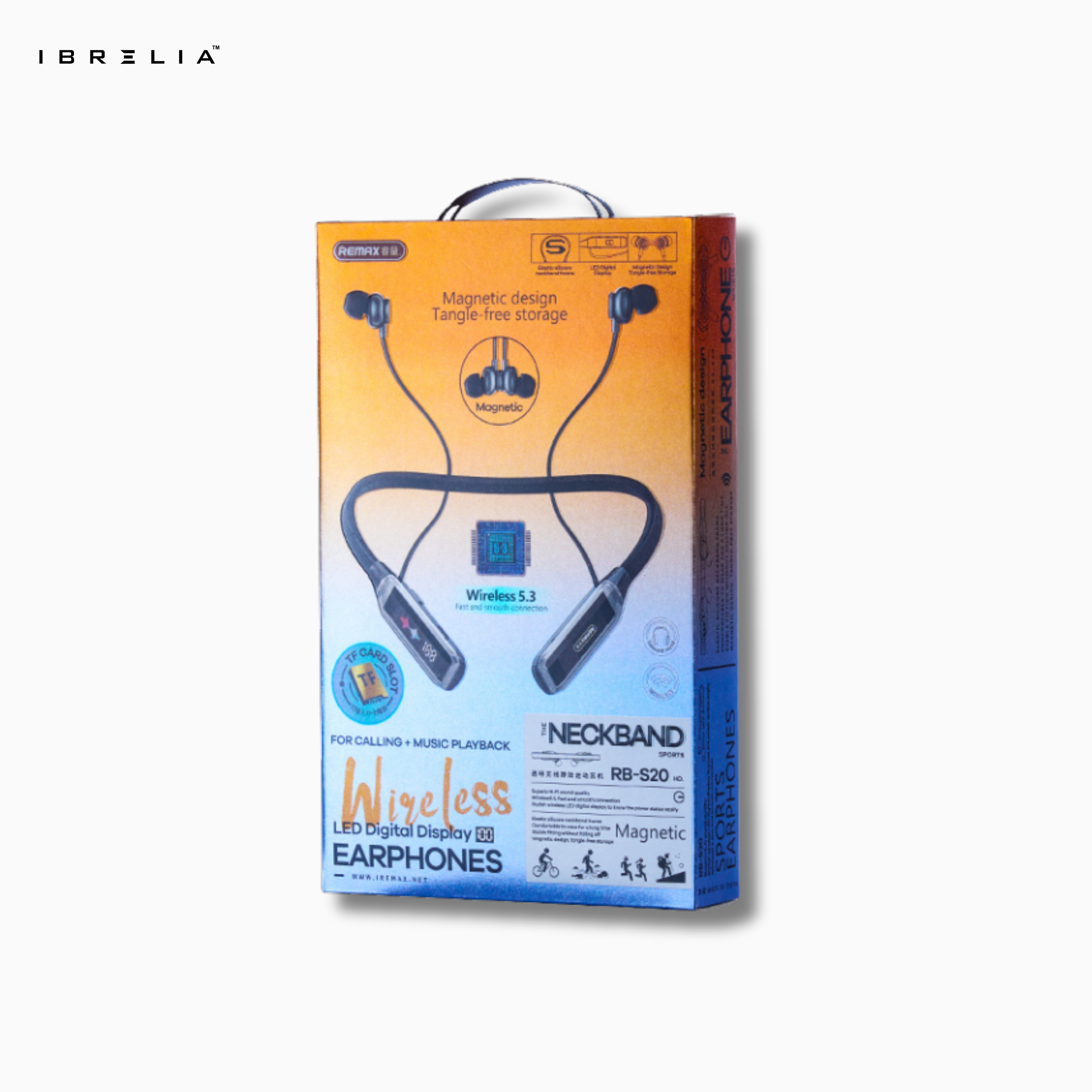 REMAX RB-S20 Wireless Neckband Earphones | LED Digital Display | Magnetic Sports Design | IBRELIA™ IBRELIA