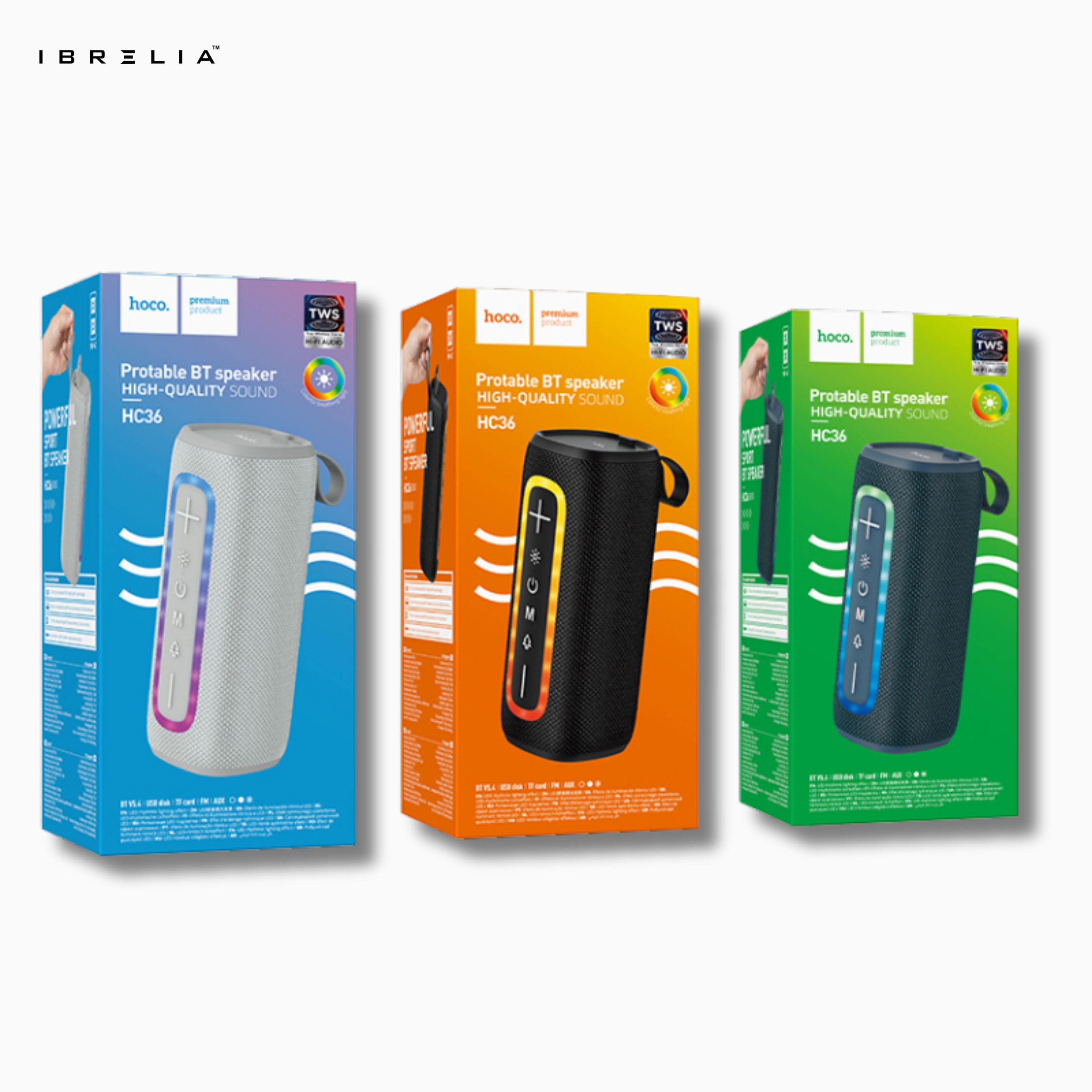 HOCO HC36 Brocade Sports Bluetooth Speaker | 10W Stereo Sound | RGB Lights | Portable Outdoor Speaker | IBRELIA™ IBRELIA