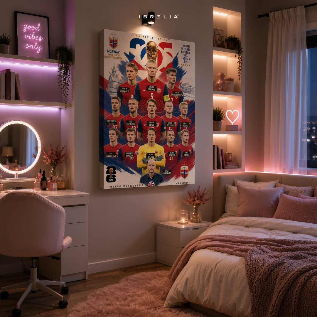 Norway FIFA World Cup 2026 Team Wall Art – Erling Haaland Football Poster | IBRELIA™
