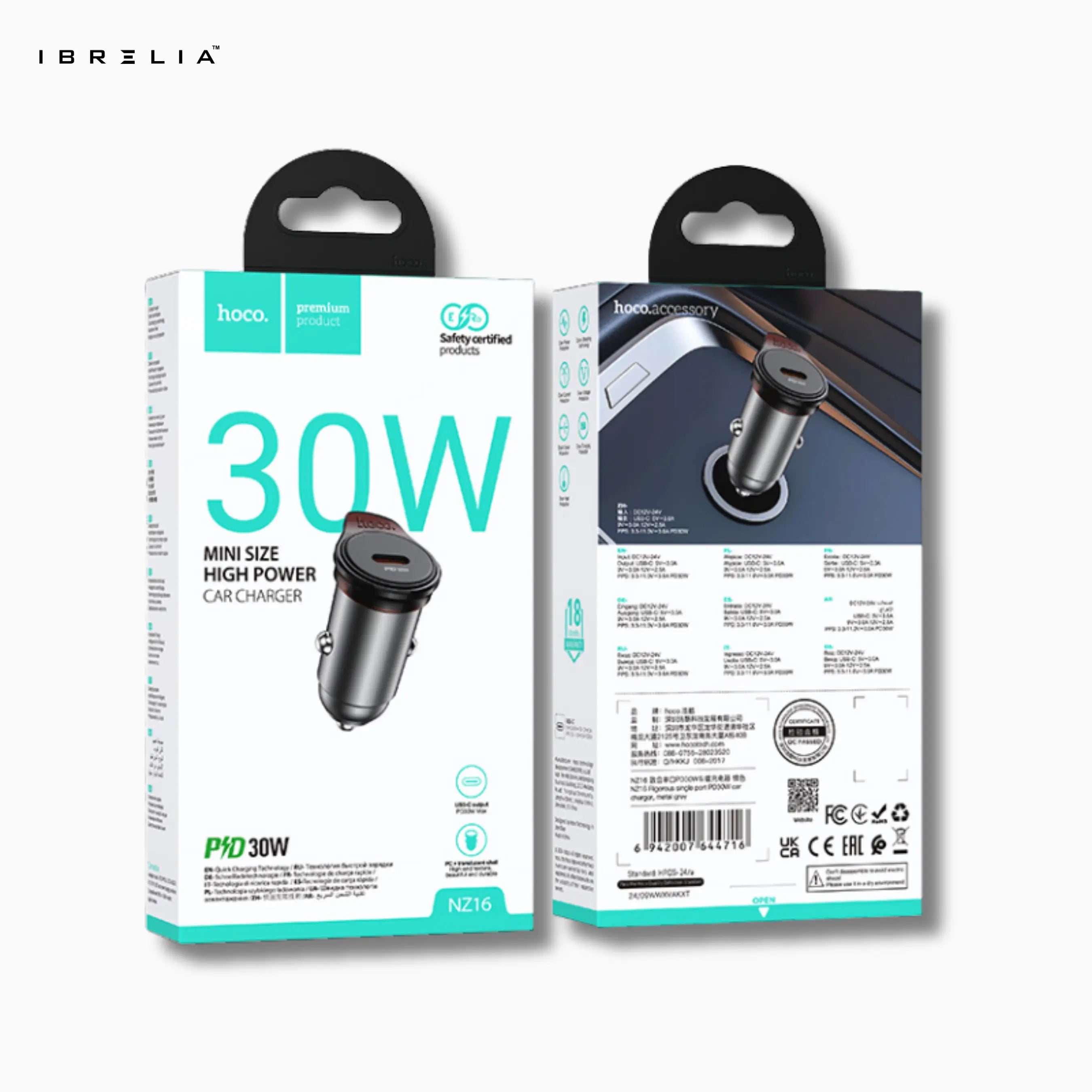 HOCO NZ16 Rigorous PD30W Mini Car Charger | 30W Fast Charging | IBRELIA™ IBRELIA