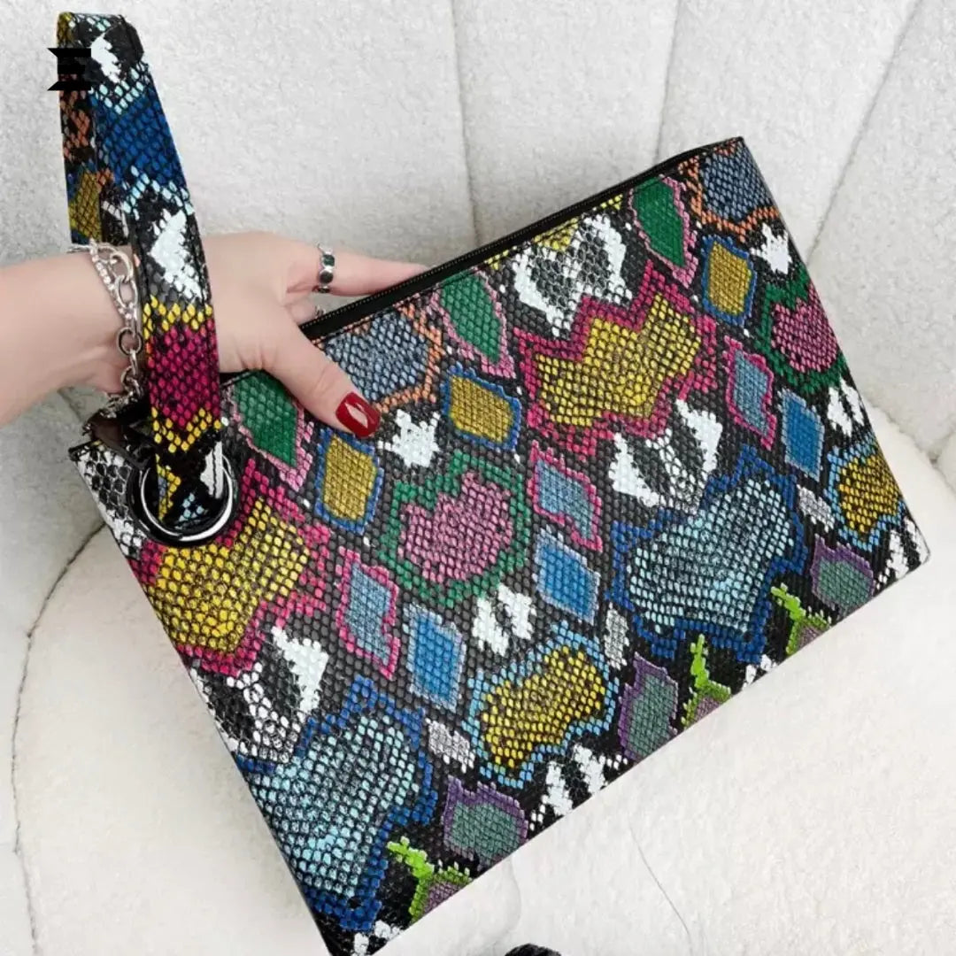 Snake Print Wristlet Bag | Large Capacity Fashion Clutch for Women | IBRELIA™ IBRELIA