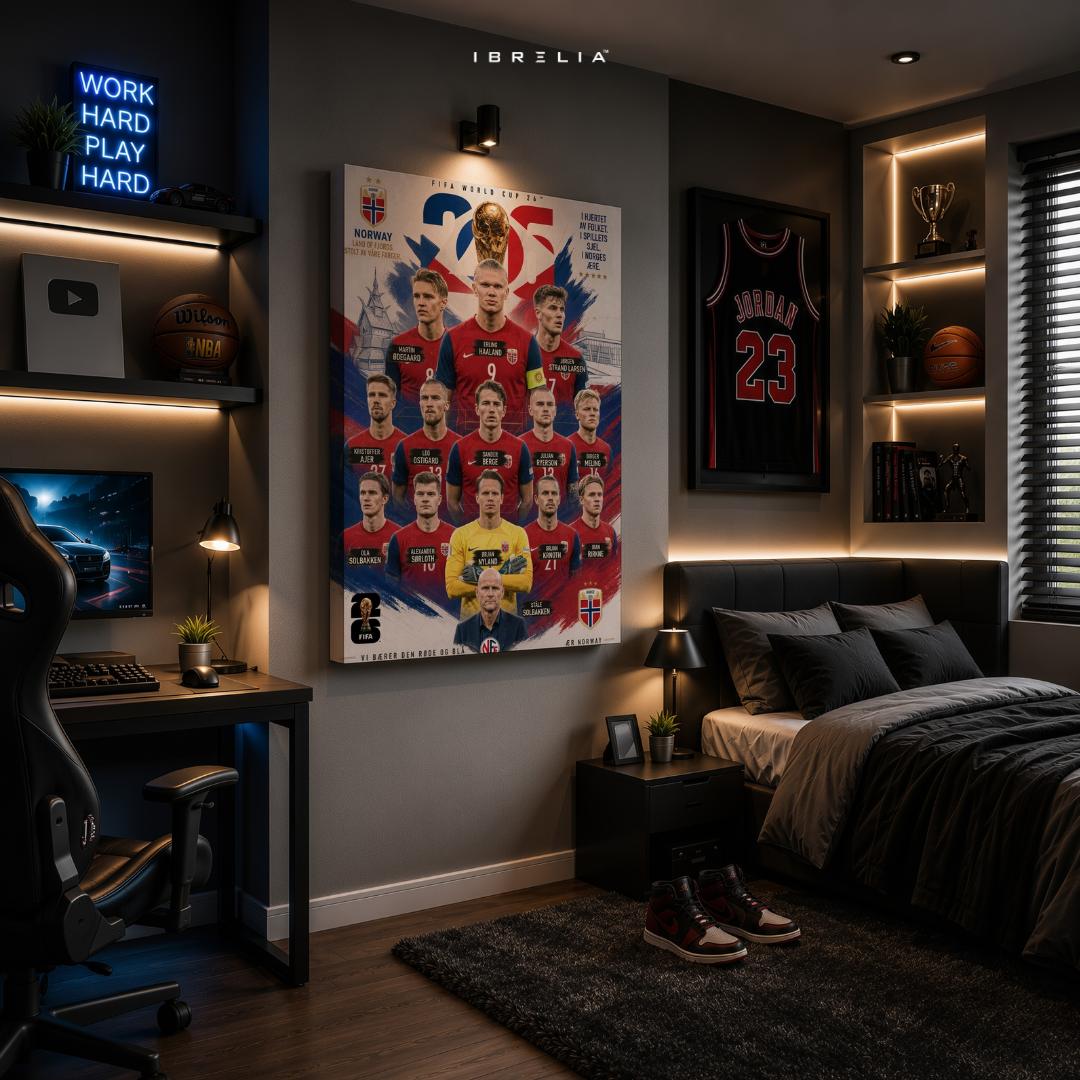 Norway FIFA World Cup 2026 Team Wall Art – Erling Haaland Football Poster | IBRELIA™