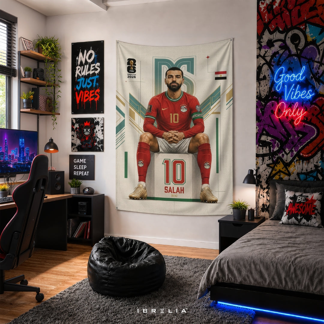 Mohamed Salah – FIFA World Cup 2026 – Premium Jute Fabric Tapestry – IBRELIA™