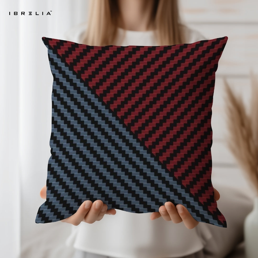 Carbon Fiber Pattern Cushion | Red & Black Sport Cushion | Modern Tech Design Cushion | IBRELIA™ IBRELIA