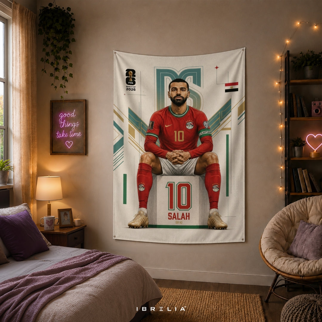 Mohamed Salah – FIFA World Cup 2026 – Premium Jute Fabric Tapestry – IBRELIA™