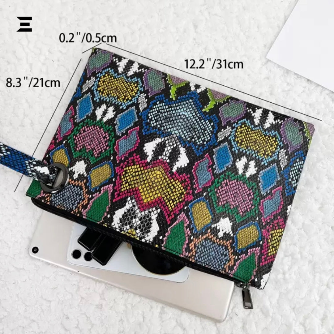 Snake Print Wristlet Bag | Large Capacity Fashion Clutch for Women | IBRELIA™ IBRELIA