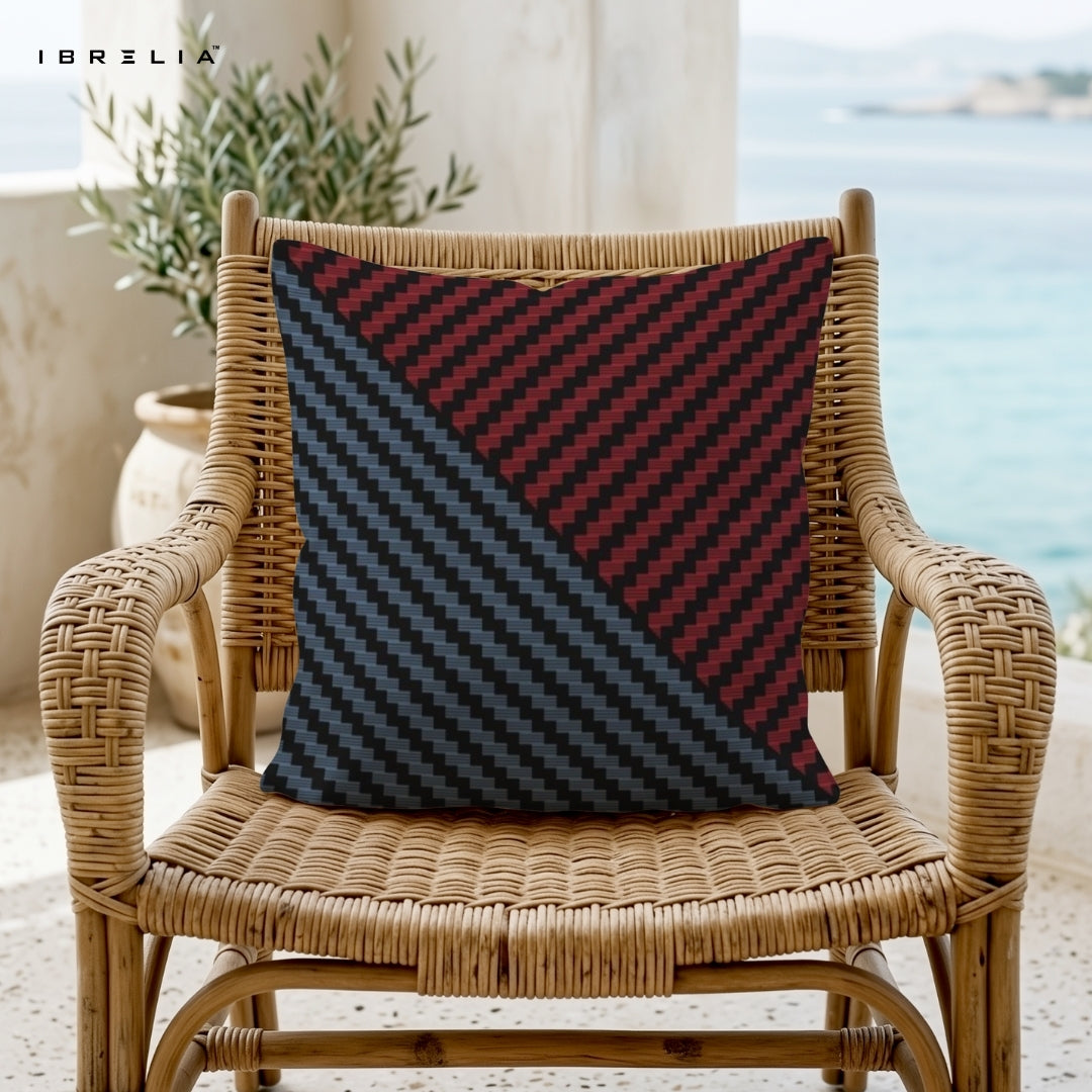 Carbon Fiber Pattern Cushion | Red & Black Sport Cushion | Modern Tech Design Cushion | IBRELIA™ IBRELIA
