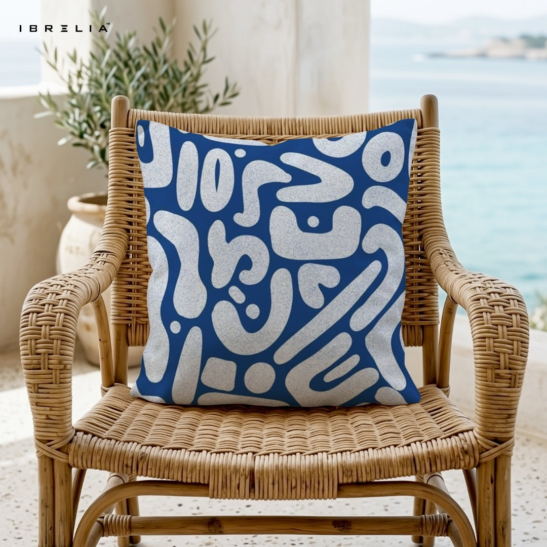 Abstract Blue Pattern Cushion | Modern Minimal Cushion | Contemporary Design Cushion | IBRELIA™ IBRELIA