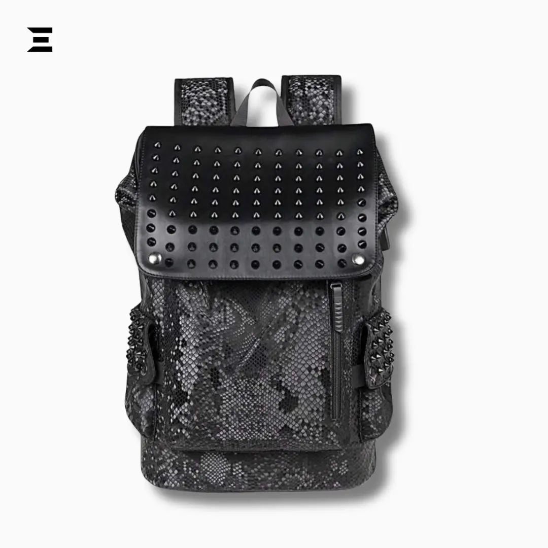 IBRELIA™ Men’s Studded Python Texture Backpack | Large Capacity, Anti-Scratch PU Leather IBRELIA
