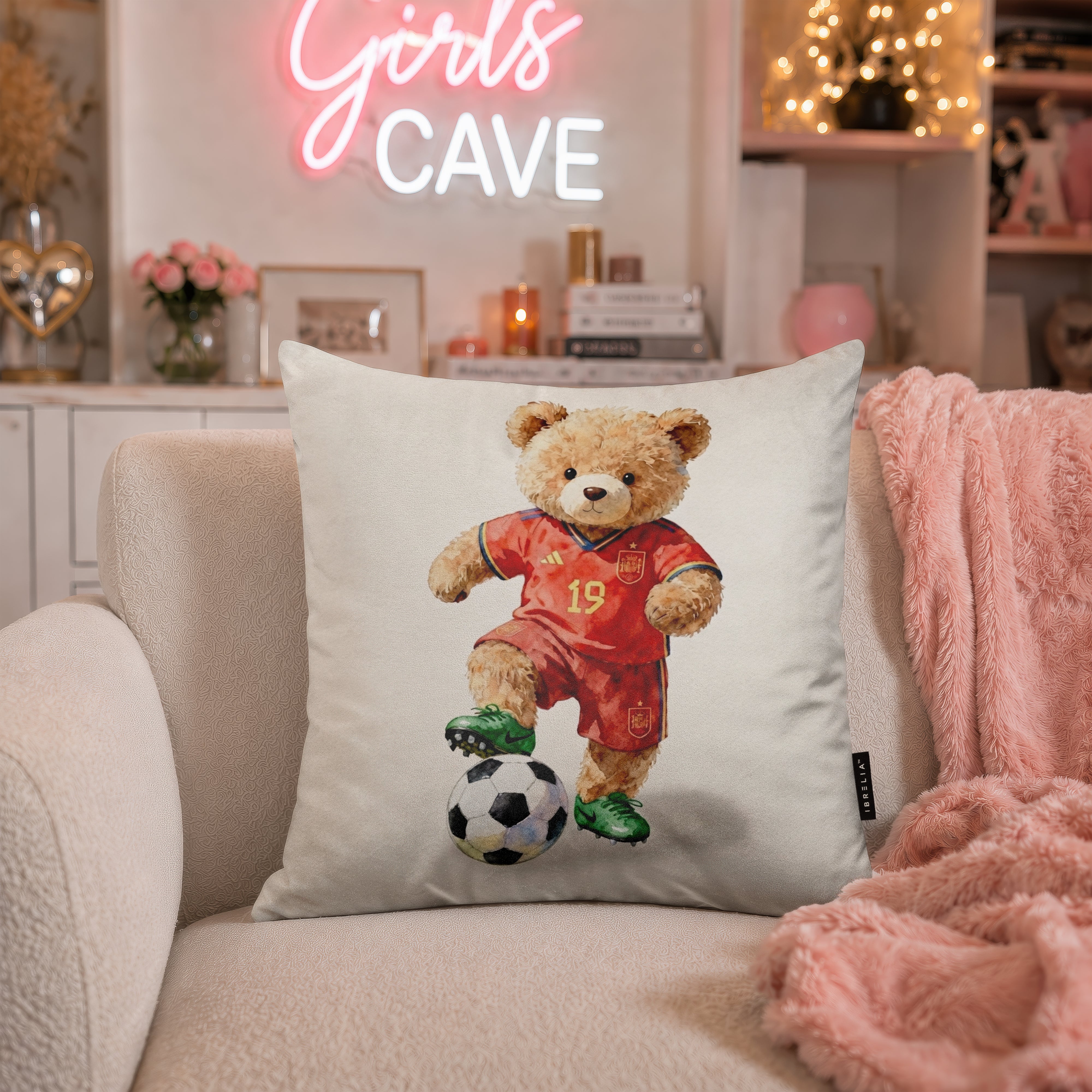 Lamine Yamal Teddy Football Cushion | Premium Velvet Suede | Double-Sided Print