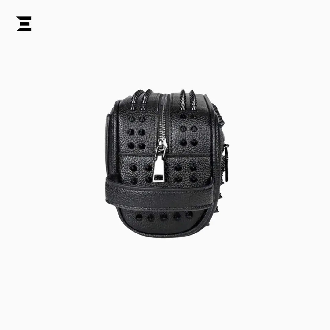 Elegant Black Rivet Leather Wrist Clutch All Black – Unisex Evening & Party Bag IBRELIA™ - IBRELIA