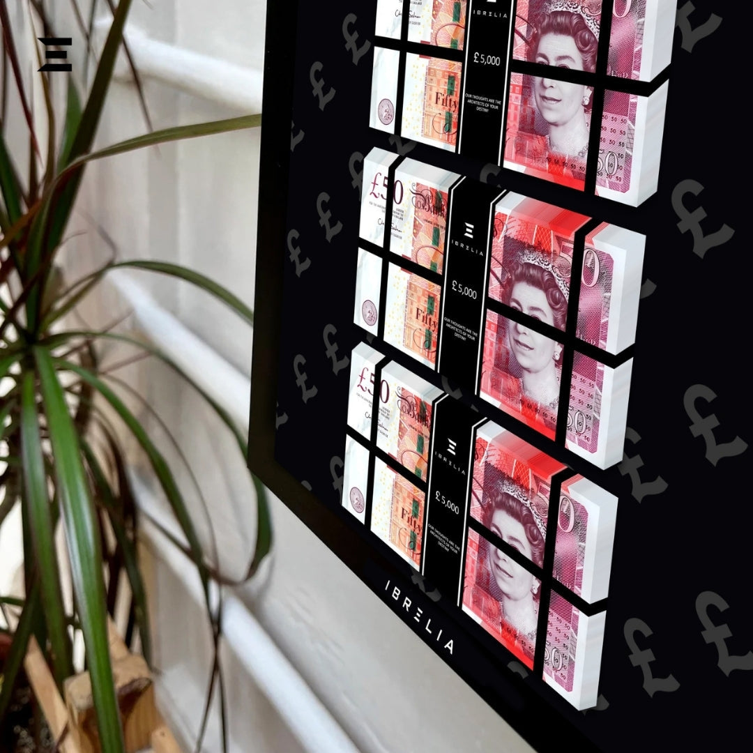 IBRELIA™ 3D Pound Money Frame – £50 Stacks | Premium Luxury Acrylic Display Frame IBRELIA