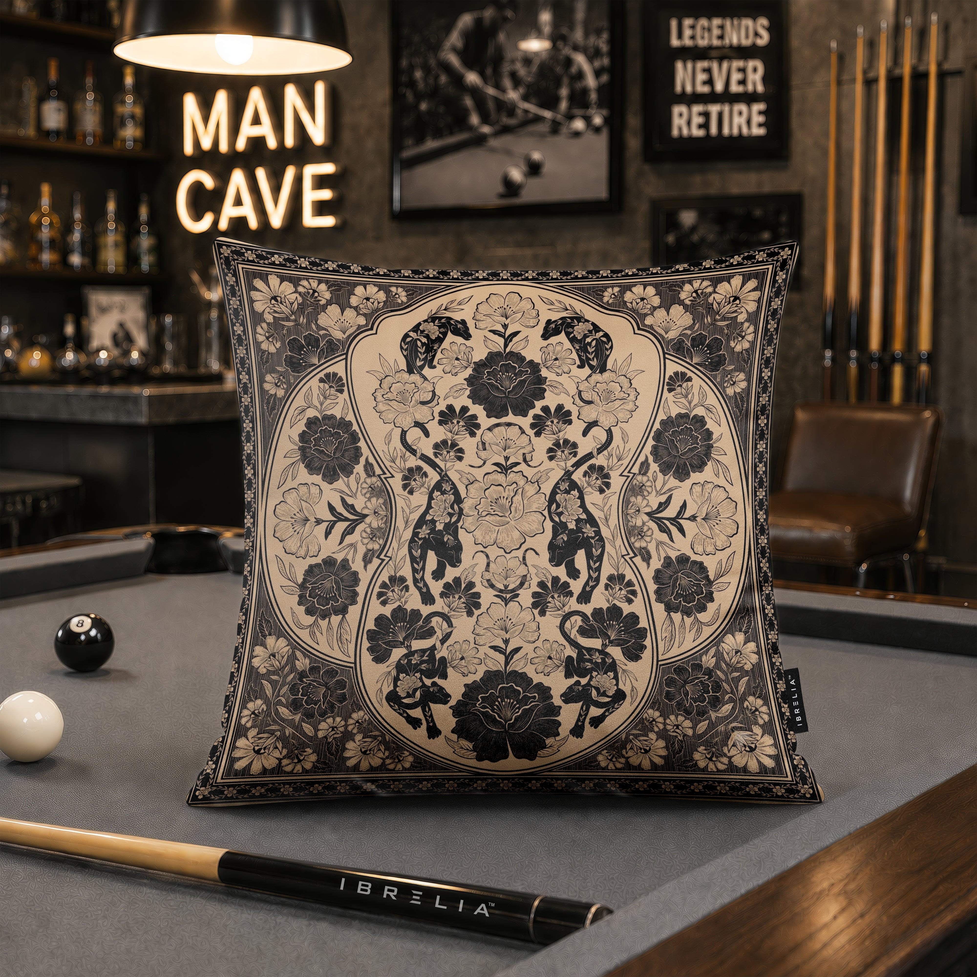 Vintage Botanical Leopard Cushion | Premium Velvet Suede | Double-Sided Print