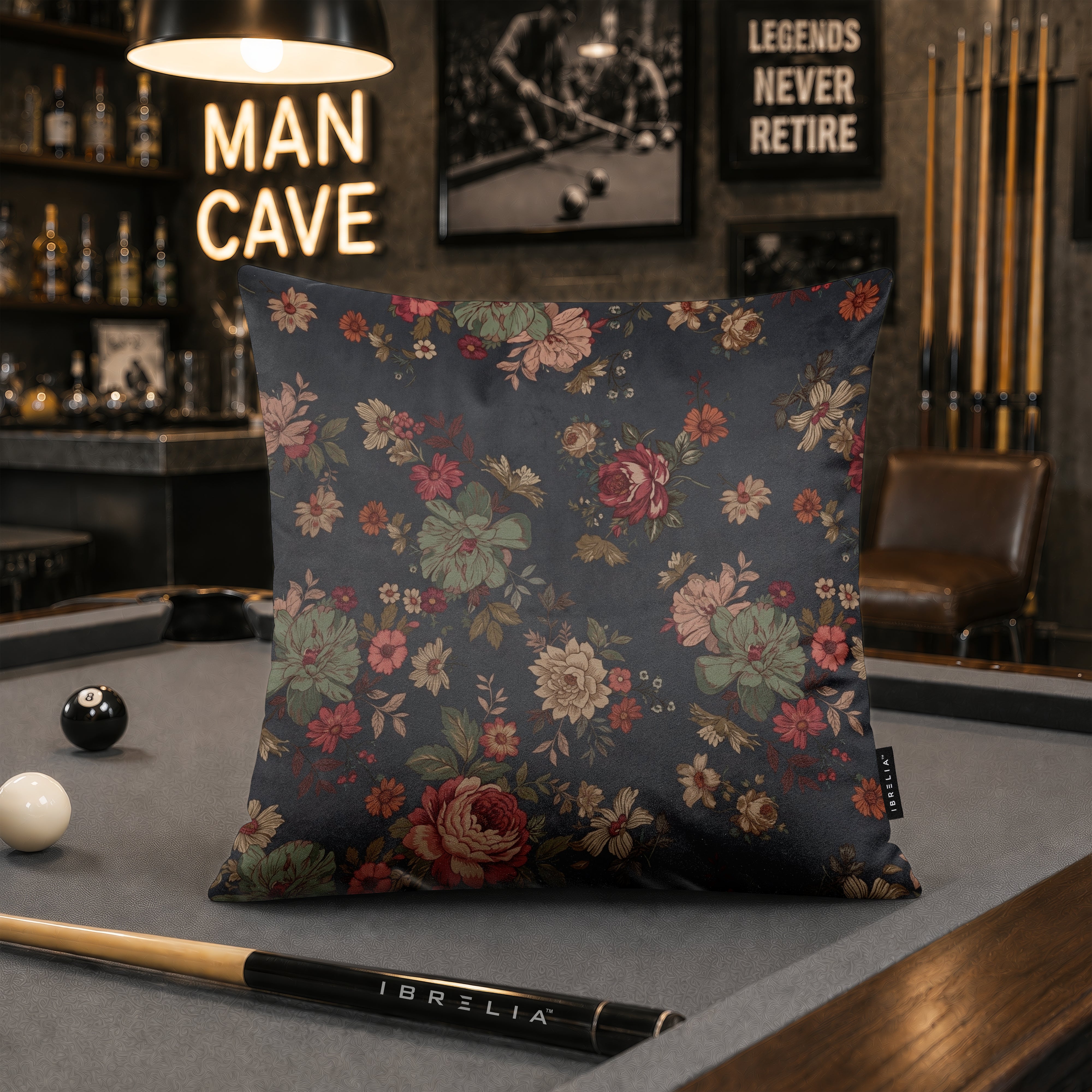 Vintage Midnight Floral Cushion | Premium Velvet Suede | Double-Sided Print