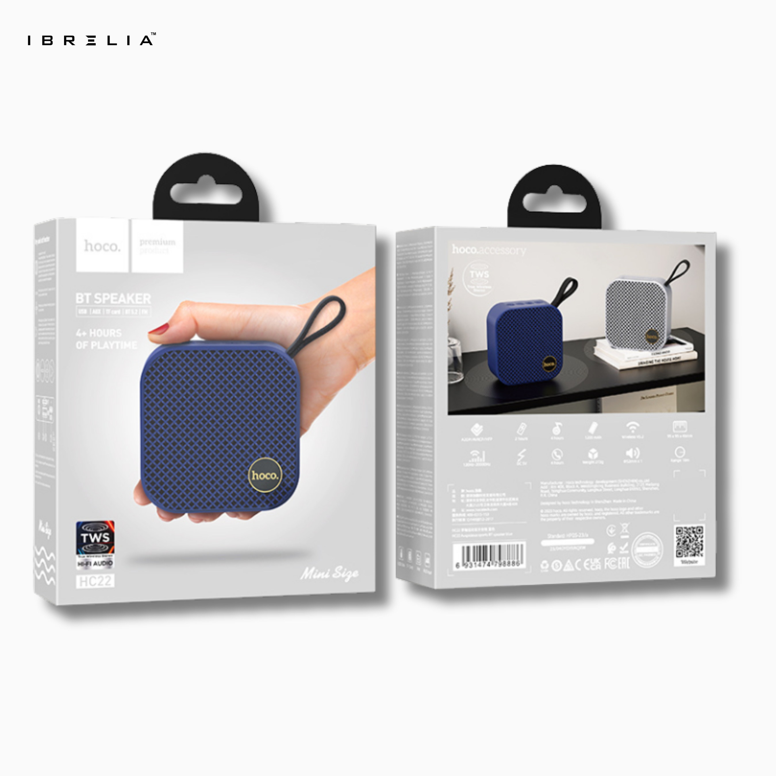 HOCO HC22 Auspicious Mini BT Speaker | TWS Wireless Stereo | 5W Powerful Sound | 4-Hour Playtime | IBRELIA™ IBRELIA
