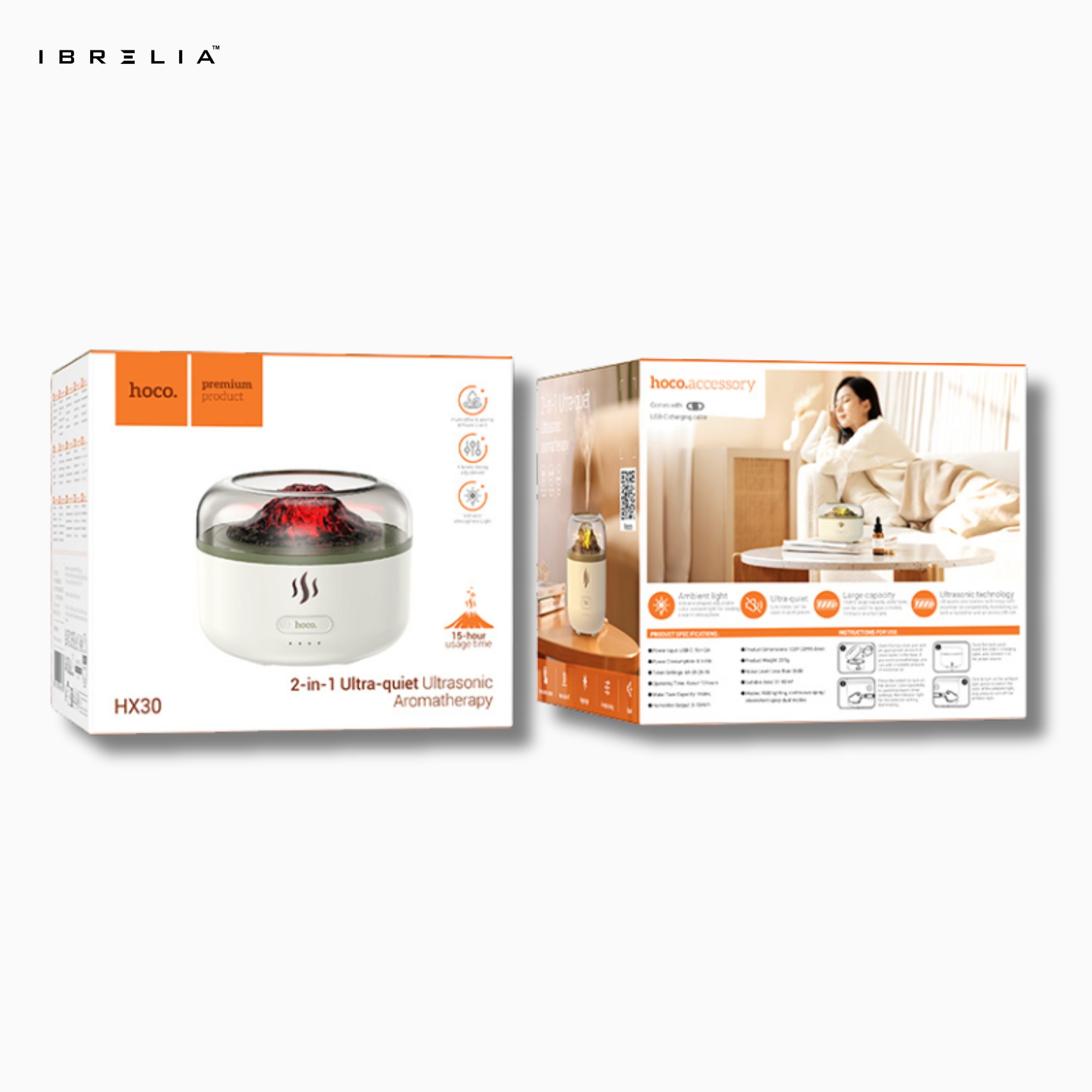 HOCO HX30 – 2-in-1 Ultra-Quiet Ultrasonic Aromatherapy Humidifier (Flame Effect | 160ml Tank) – HOCO | IBRELIA™