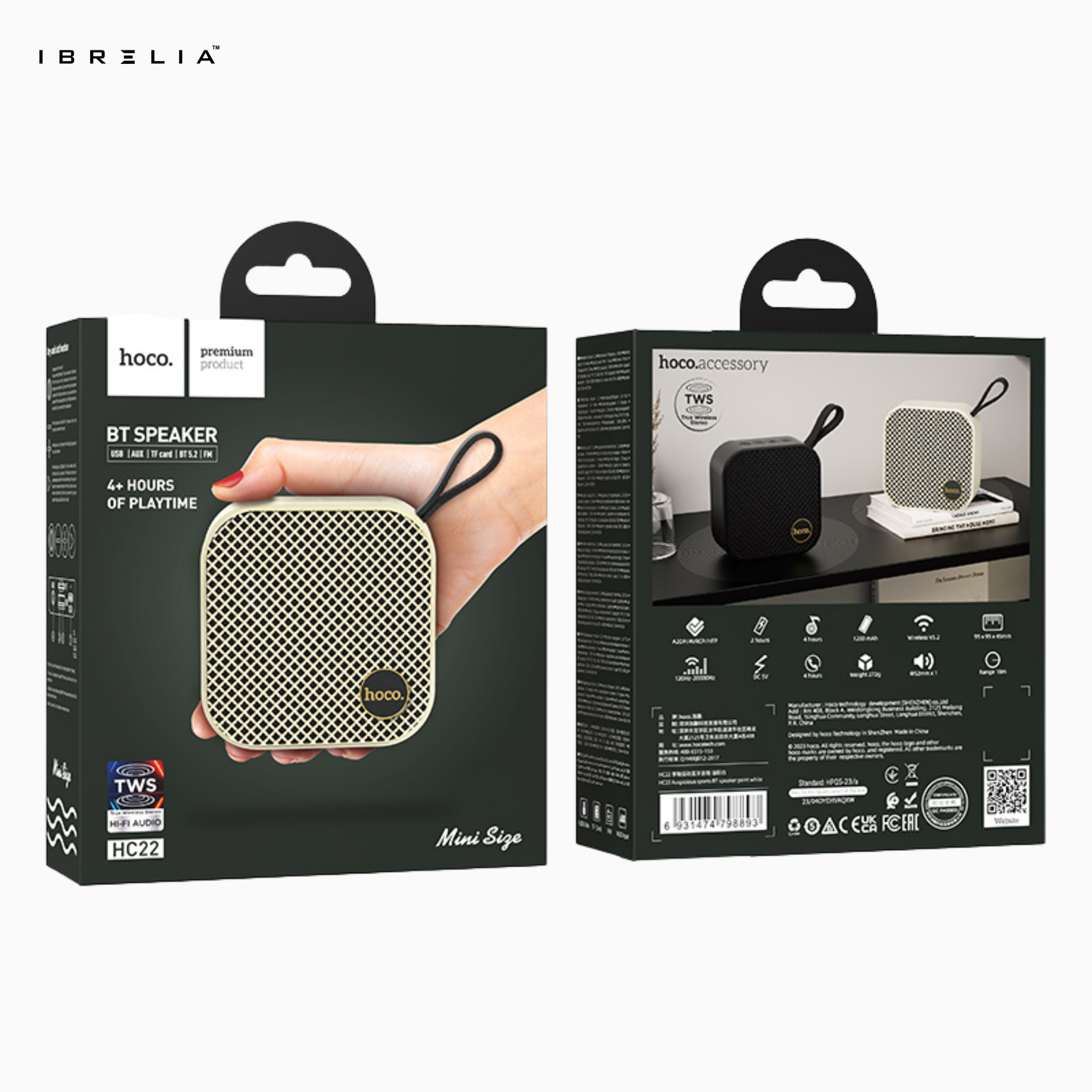 HOCO HC22 Auspicious Mini BT Speaker | TWS Wireless Stereo | 5W Powerful Sound | 4-Hour Playtime | IBRELIA™ IBRELIA