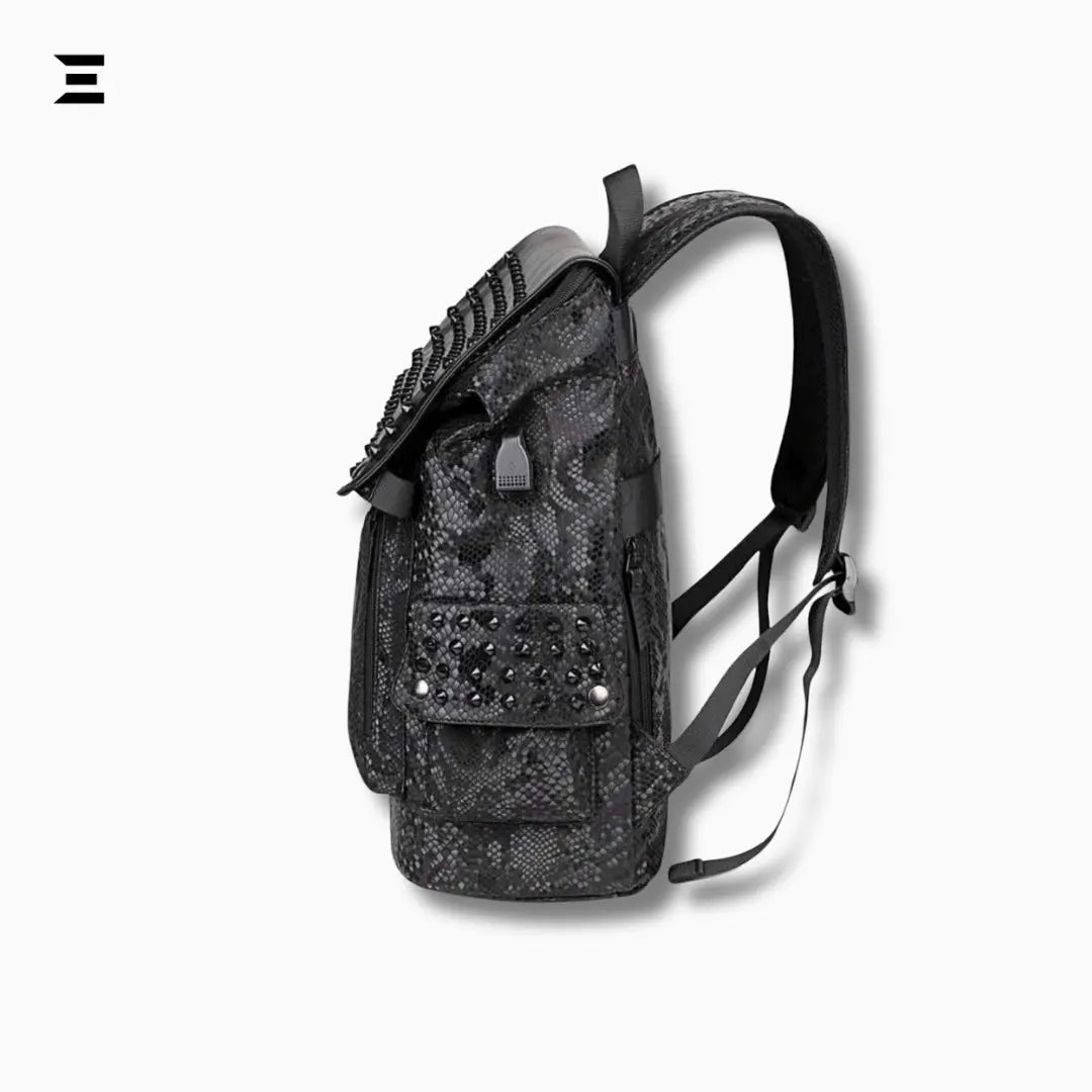 IBRELIA™ Men’s Studded Python Texture Backpack | Large Capacity, Anti-Scratch PU Leather IBRELIA