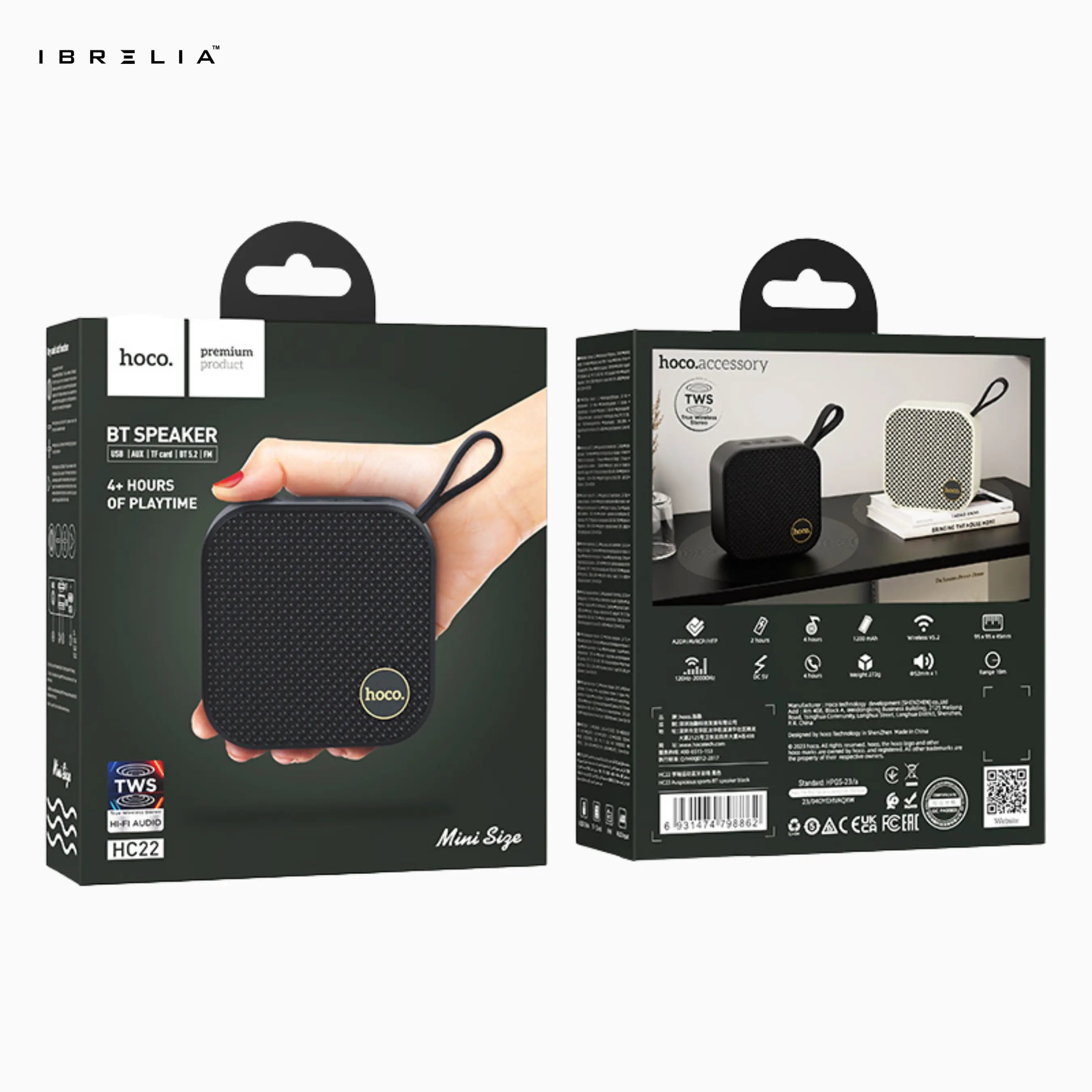 HOCO HC22 Auspicious Mini BT Speaker | TWS Wireless Stereo | 5W Powerful Sound | 4-Hour Playtime | IBRELIA™ IBRELIA