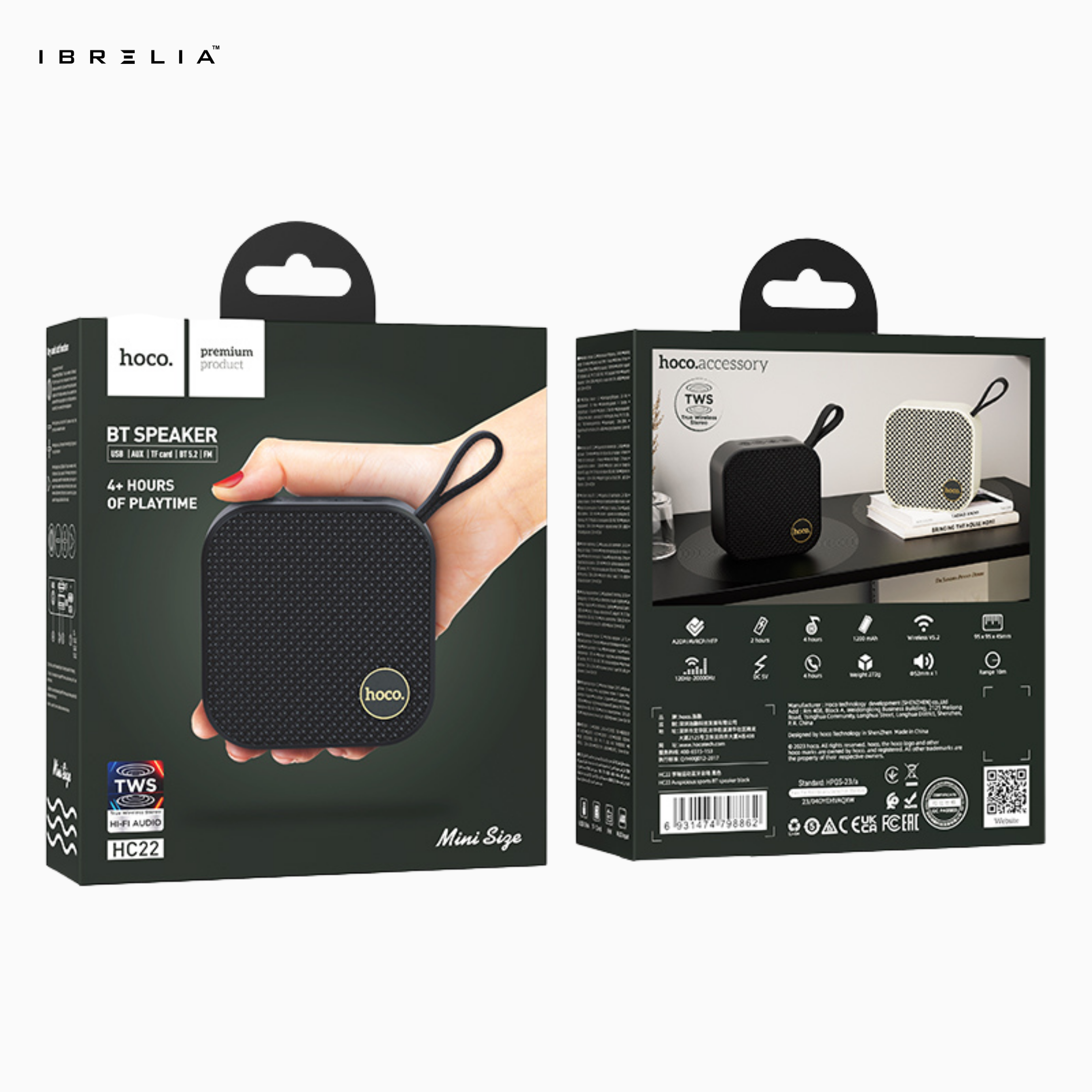 HOCO HC22 Auspicious Mini BT Speaker | TWS Wireless Stereo | 5W Powerful Sound | 4-Hour Playtime | IBRELIA™ IBRELIA
