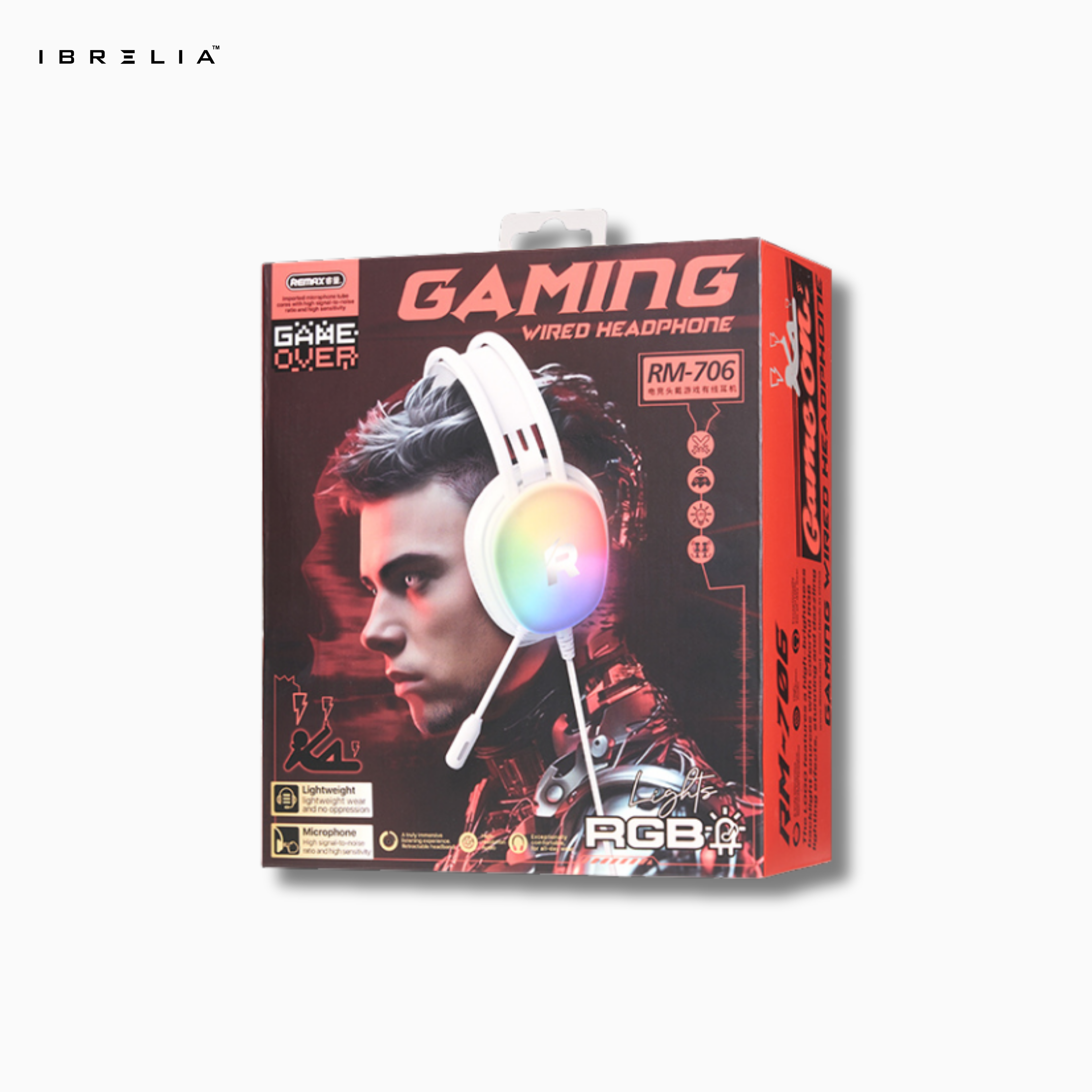 REMAX RM-706 Gaming Wired Headphones | RGB Lights | Noise-Reducing Mic | Lightweight Gaming Comfort | IBRELIA™ IBRELIA