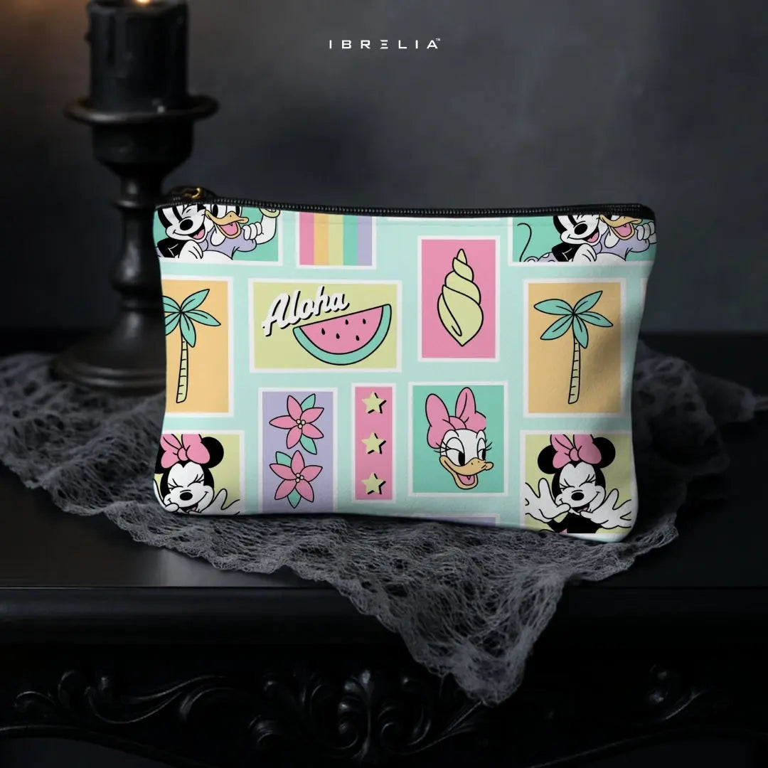 Tropical Pastel Vibes Makeup & Pencil Pouch – Double-Sided Print – IBRELIA™