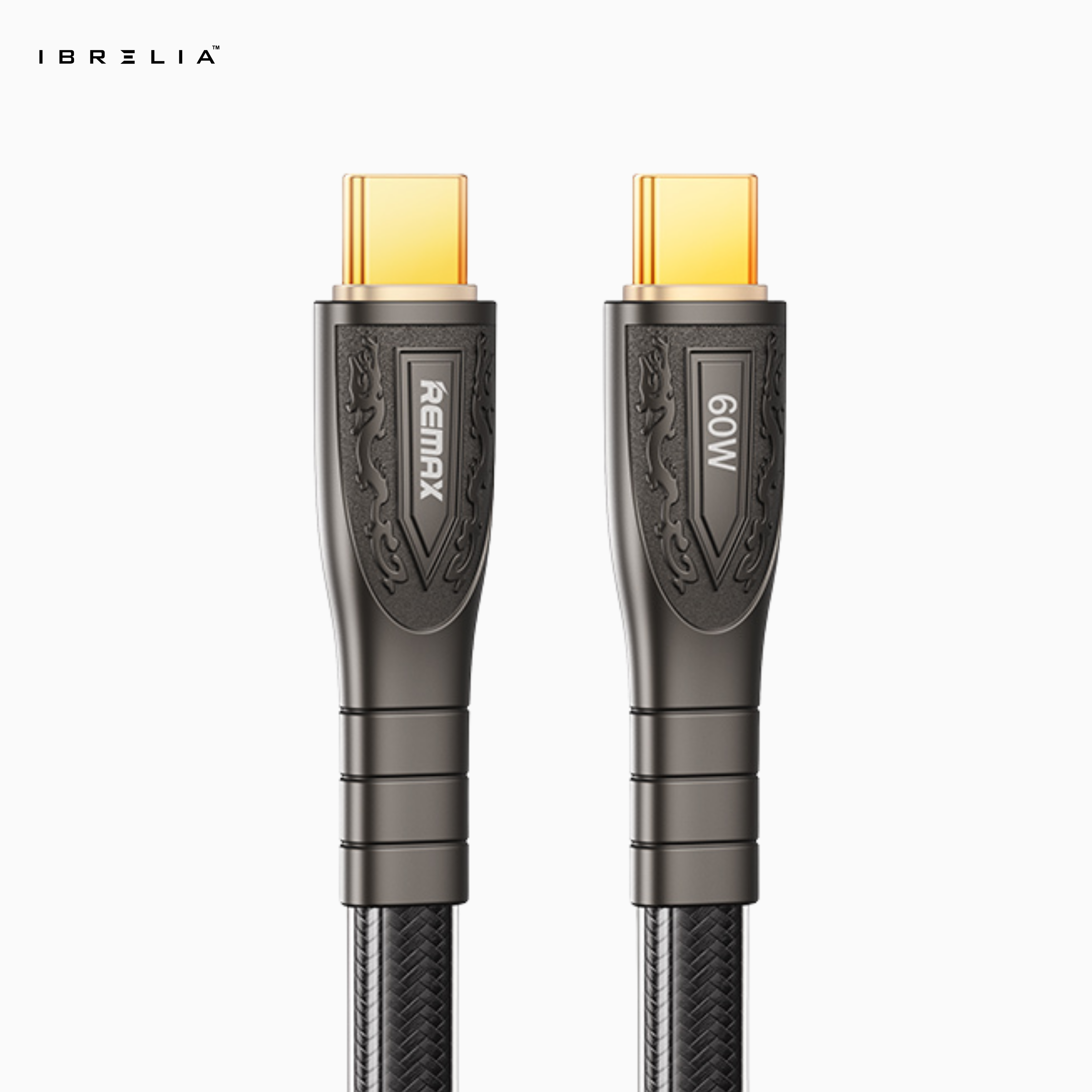 REMAX RC-C166 60W Zinc Alloy Fast Charging Cable (Type-C to Type-C) | Transparent Design | 1.2M Durable Cable | IBRELIA™ IBRELIA