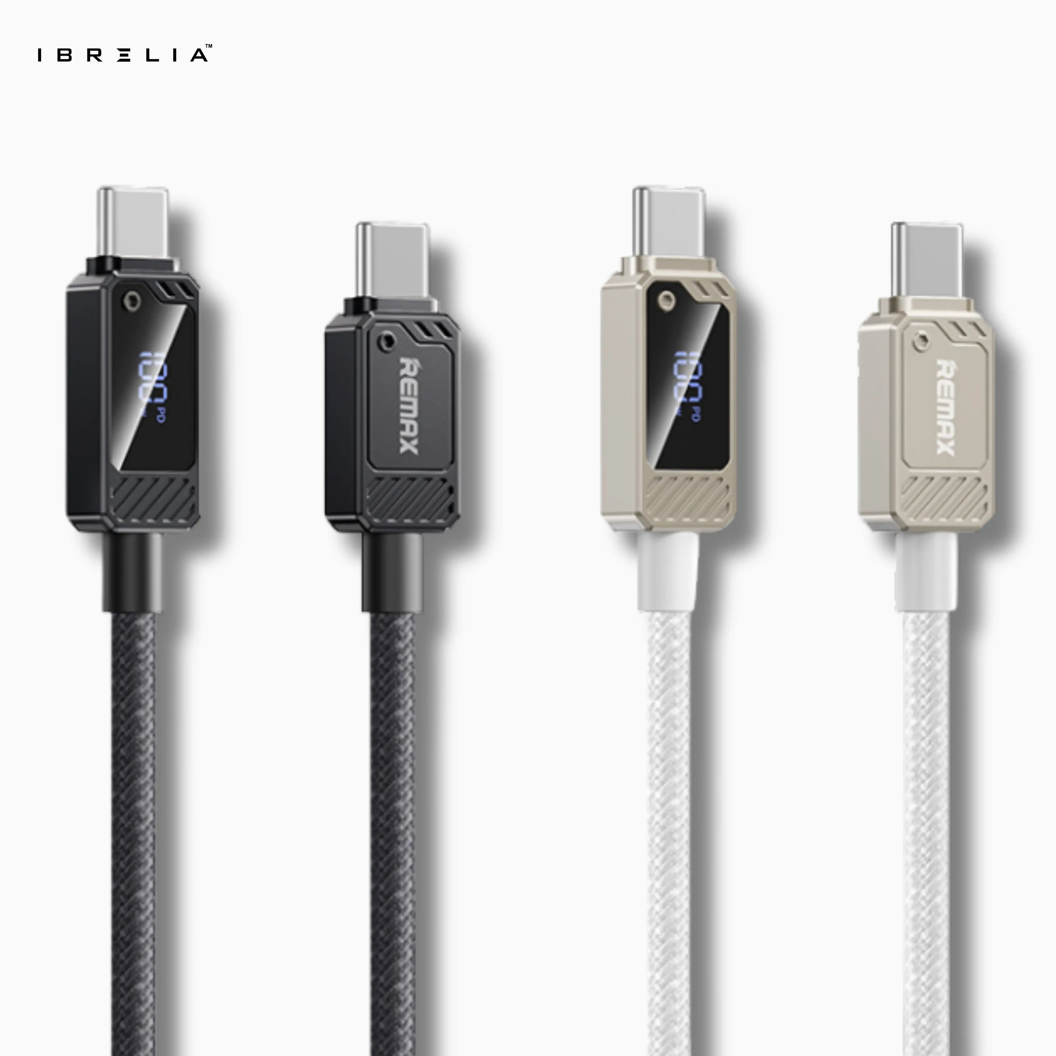 REMAX Suxien RC-C069 100W Zinc Alloy Fast Charging Cable (Type-C to Type-C) | Digital Display | 1.2M Braided Cable | IBRELIA™ IBRELIA