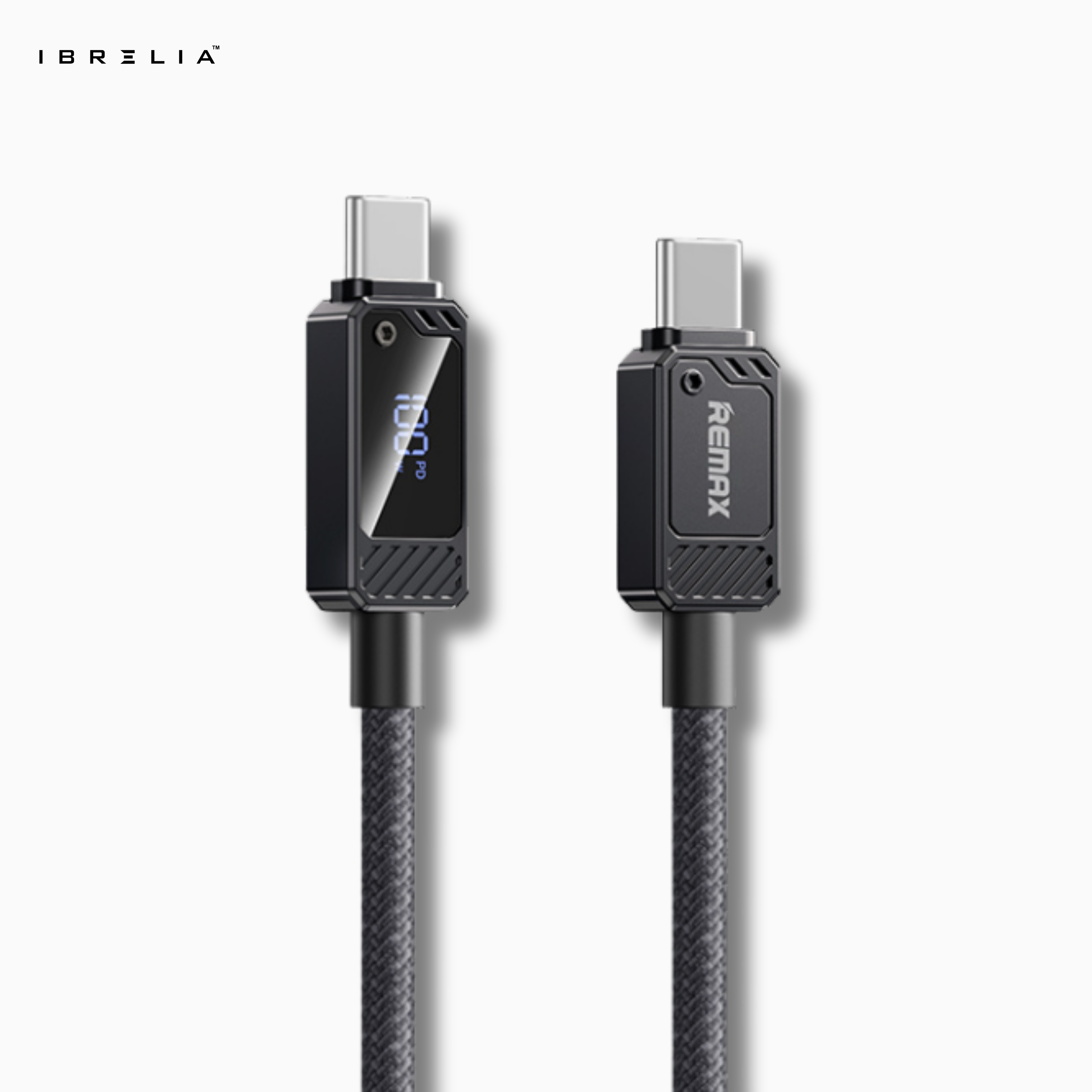 REMAX Suxien RC-C069 100W Zinc Alloy Fast Charging Cable (Type-C to Type-C) | Digital Display | 1.2M Braided Cable | IBRELIA™ IBRELIA