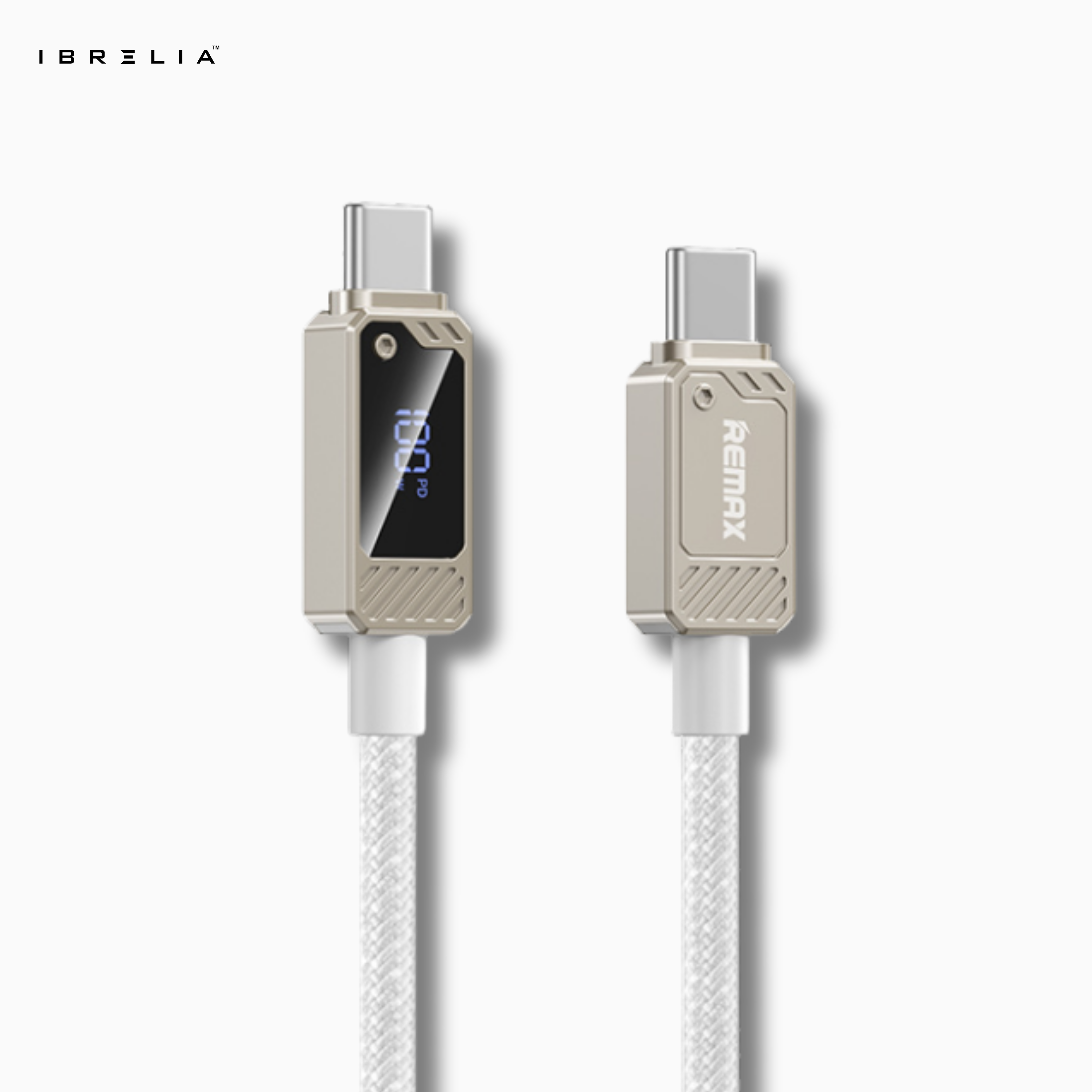 REMAX Suxien RC-C069 100W Zinc Alloy Fast Charging Cable (Type-C to Type-C) | Digital Display | 1.2M Braided Cable | IBRELIA™ IBRELIA