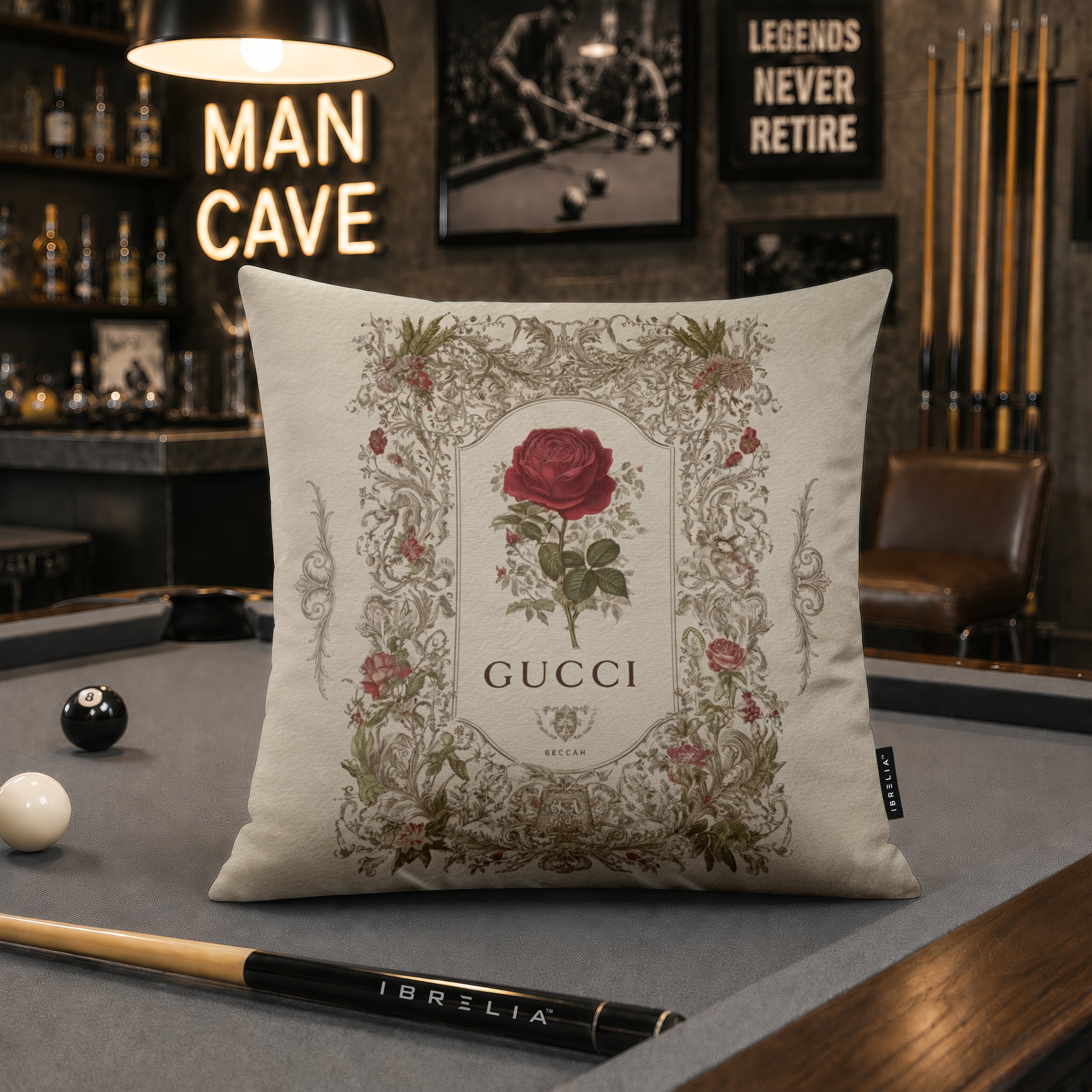 Luxury Vintage Rose Designer Cushion | Premium Velvet Suede | Double-Sided Print