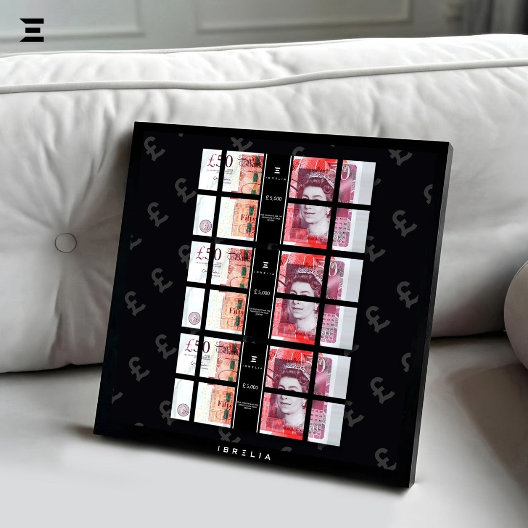IBRELIA™ 3D Pound Money Frame – £50 Stacks | Premium Luxury Acrylic Display Frame IBRELIA