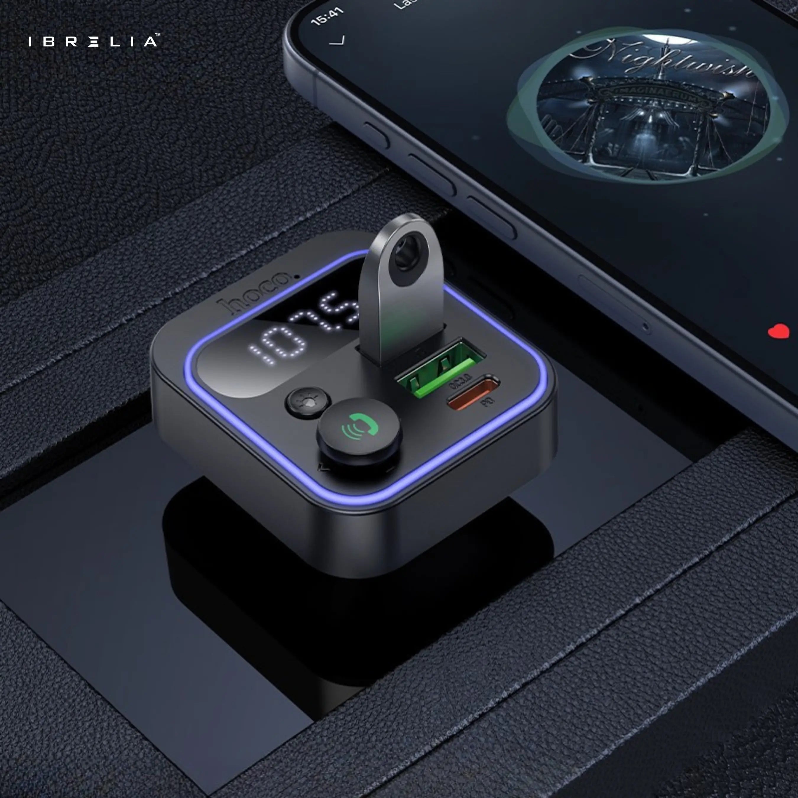 HOCO E85 38W High Power In-Car Wireless FM Transmitter – Bluetooth 5.3 Fast Charging Car Adapter | IBRELIA™ IBRELIA