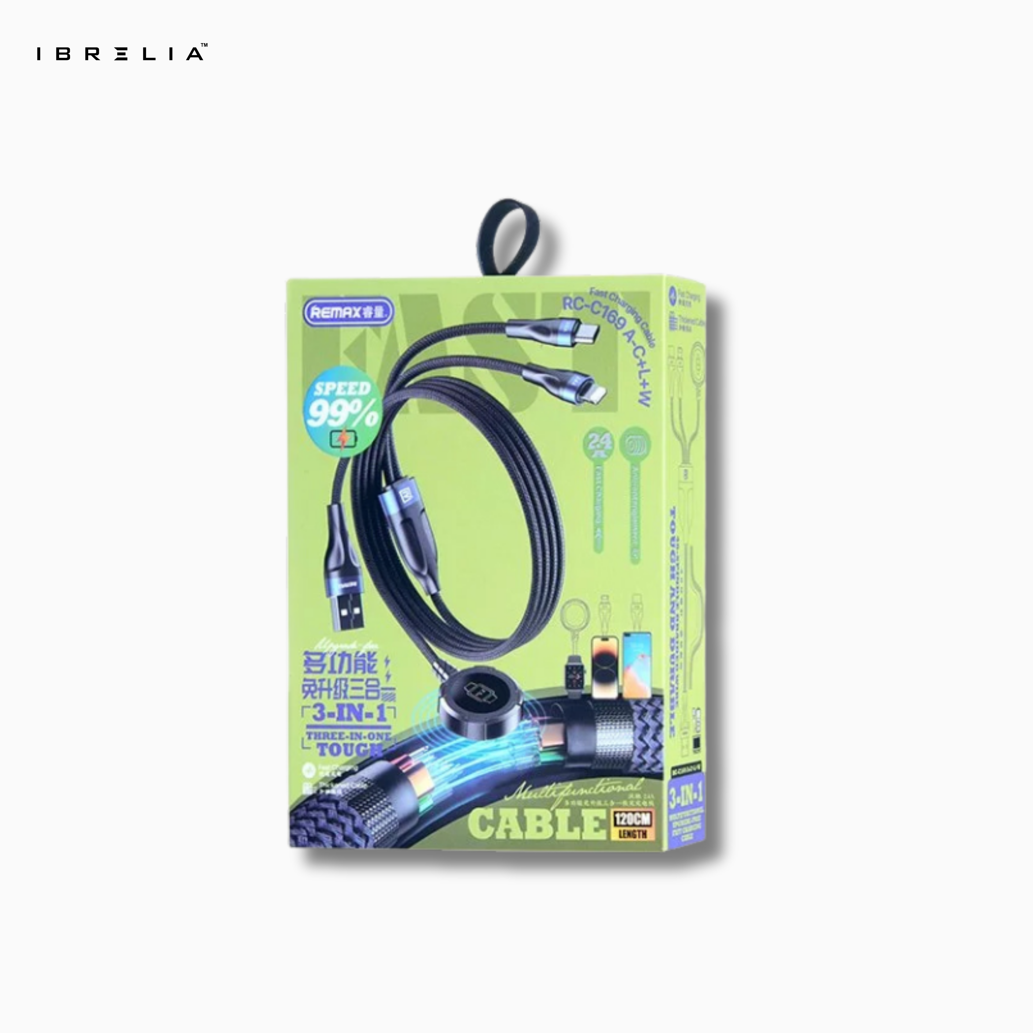 REMAX Wochy RC-C169 3-in-1 Fast Charging Cable | USB-A to Type-C + Micro USB + Lightning | 2.4A | 1.2M | IBRELIA™ IBRELIA