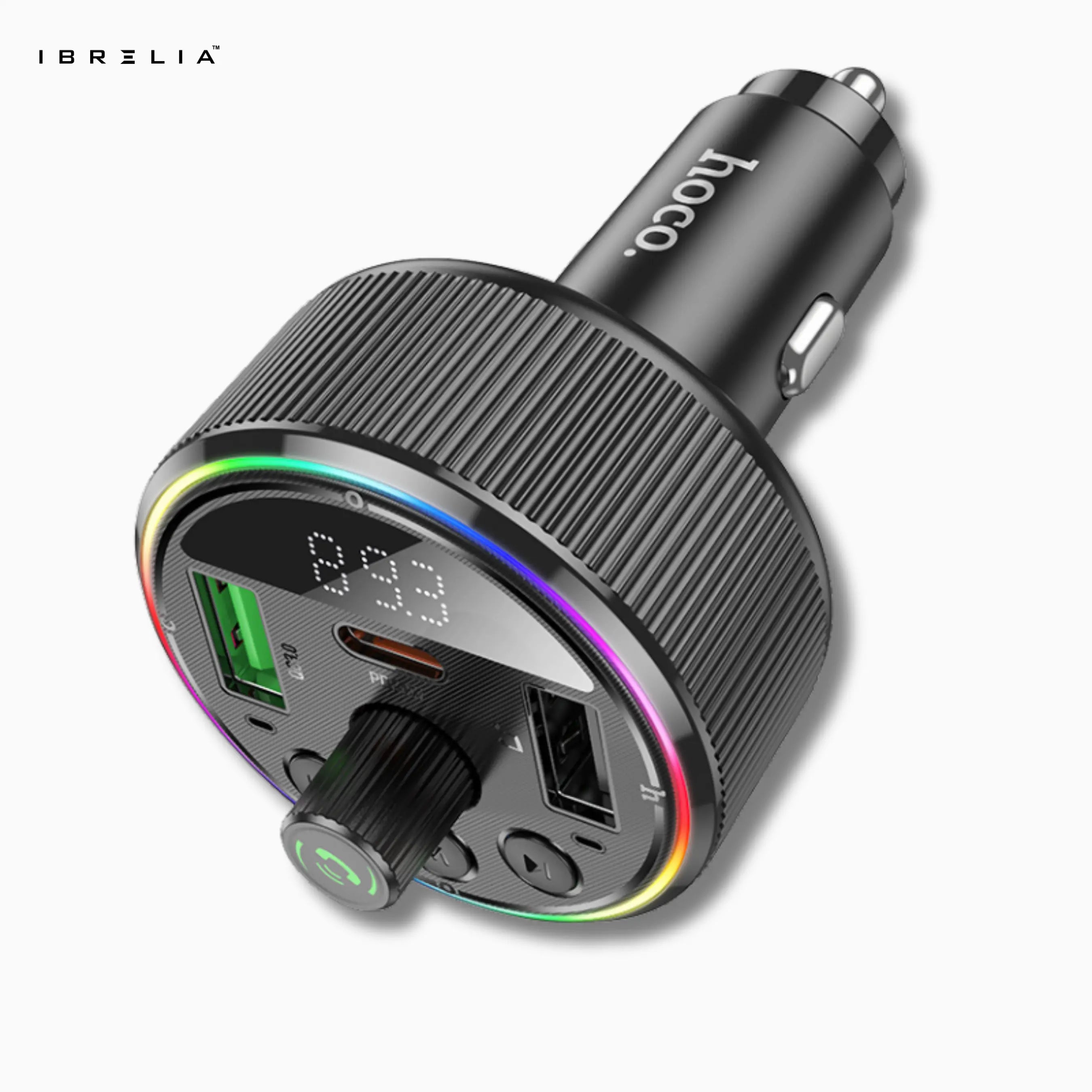HOCO E82 PD30W + QC3.0 In-Car Wireless FM Transmitter – Bluetooth 5.3 Fast Charging Car Adapter | IBRELIA™ IBRELIA