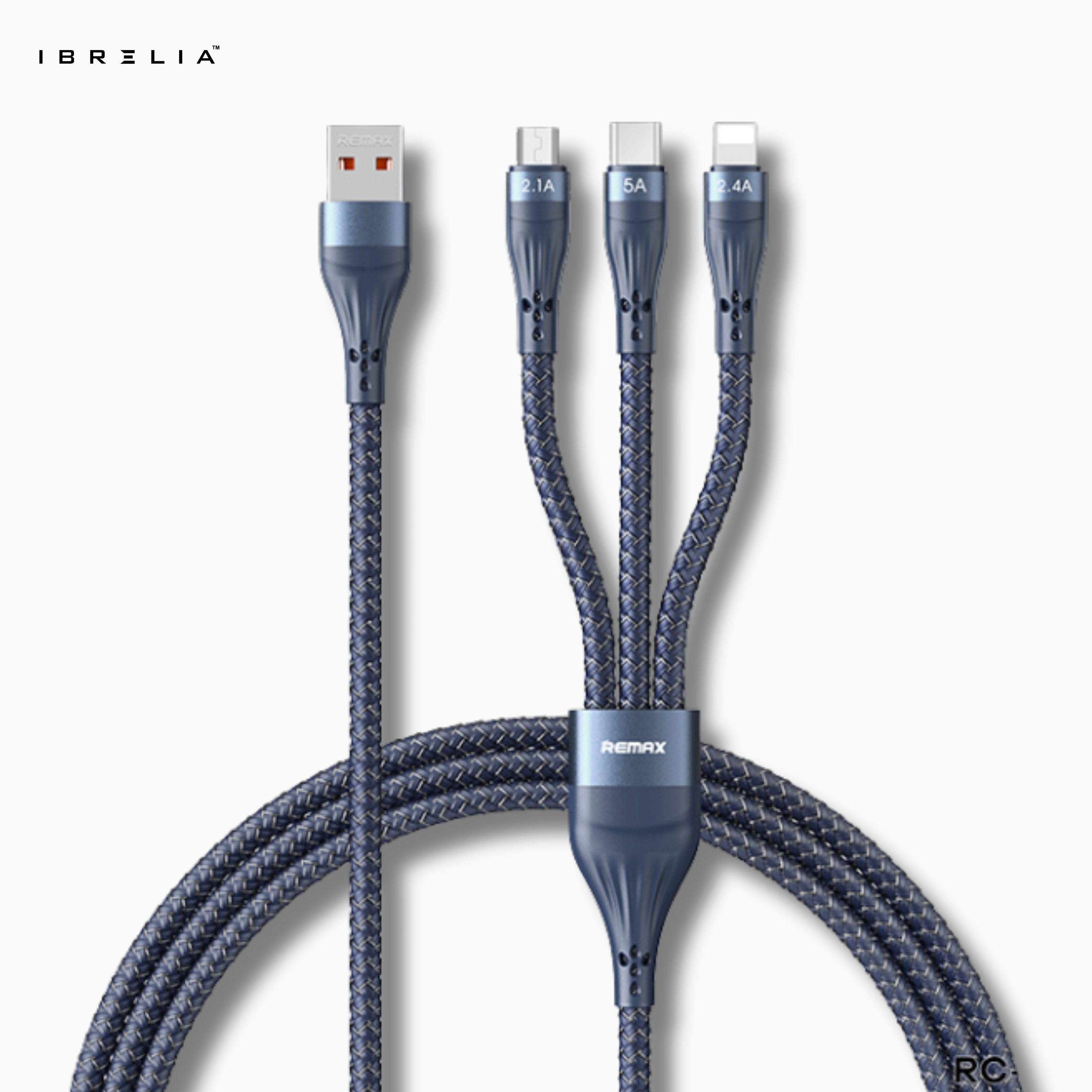 REMAX Whirly 5A 3-in-1 Fast Charging Cable RC-199th | USB-A to Type-C + Micro-USB + Lightning | IBRELIA™
