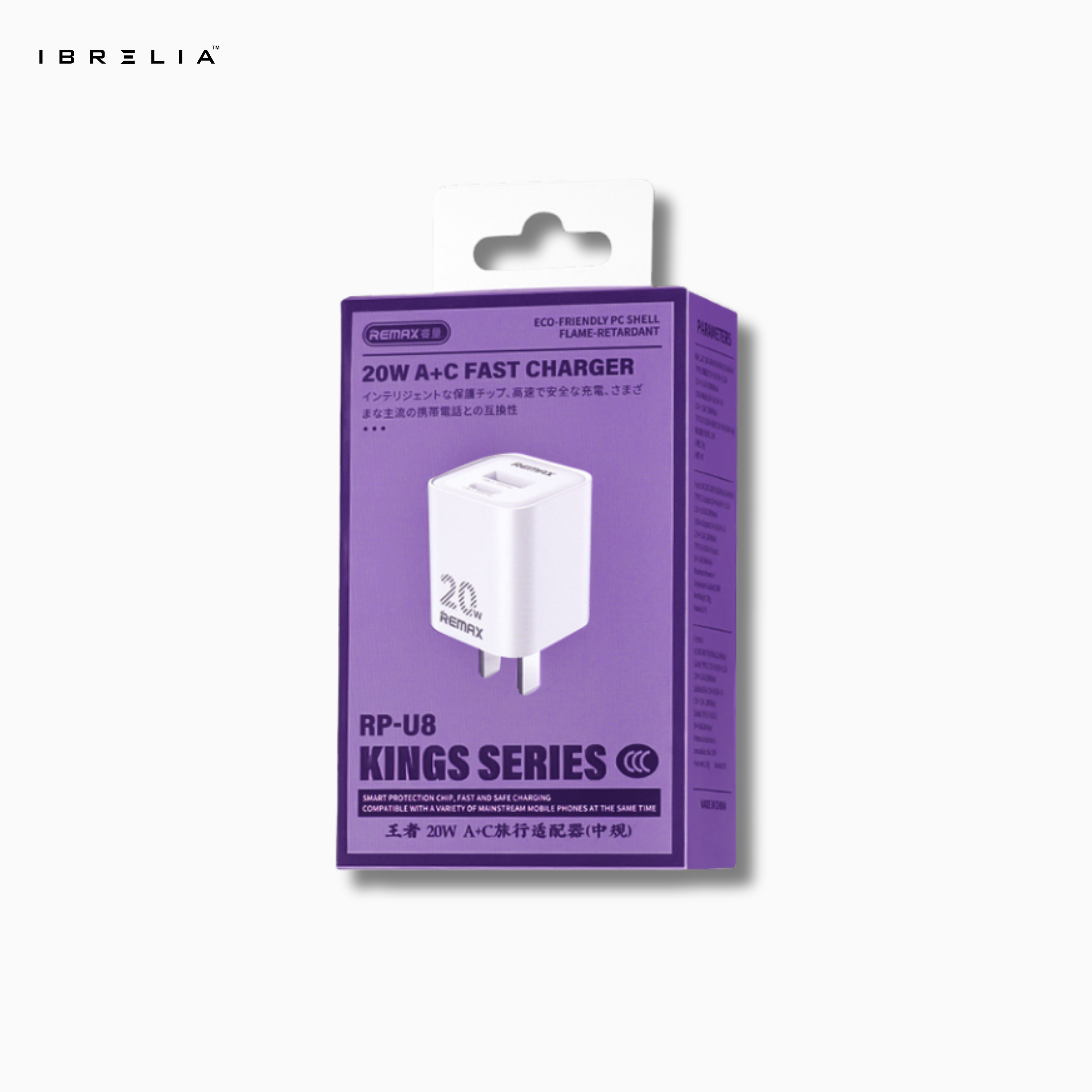 REMAX Kings Series 20W A+C Fast Charger RP-U8 | Dual Port Wall Charger | IBRELIA™ IBRELIA