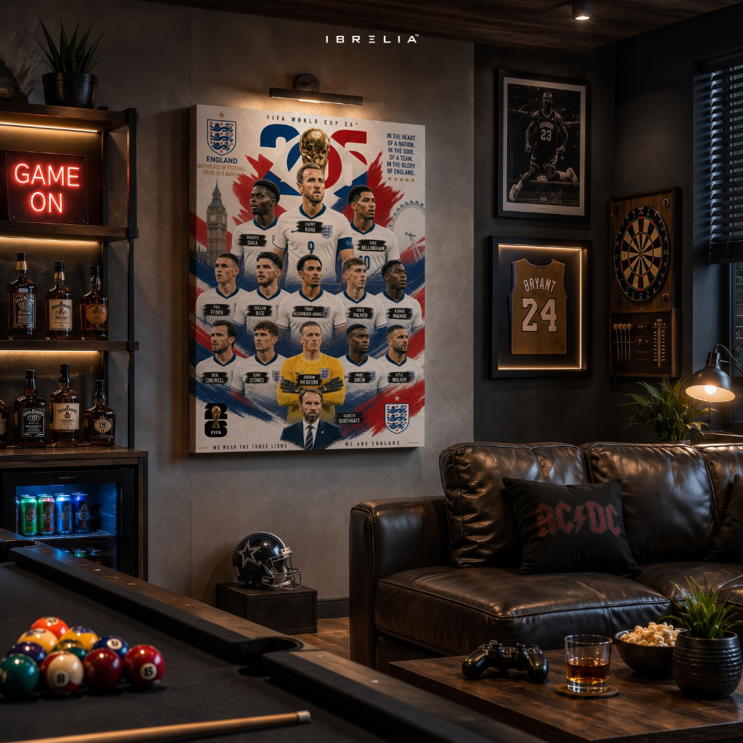 England FIFA World Cup 2026 Team Wall Art – Three Lions Football Poster | IBRELIA™