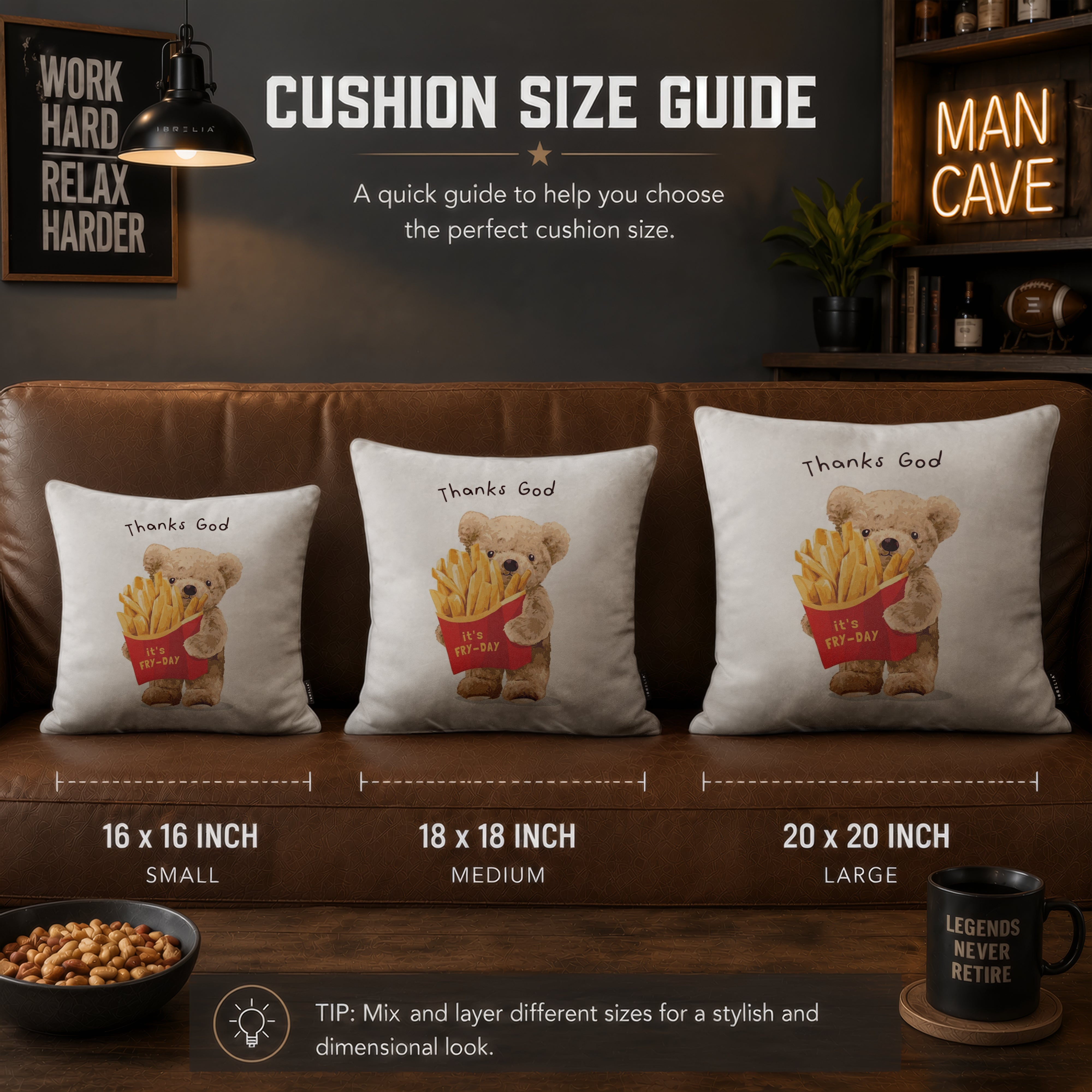 Thanks God It's Fry-Day Teddy Cushion | Premium Velvet Suede | Double-Sided Print
