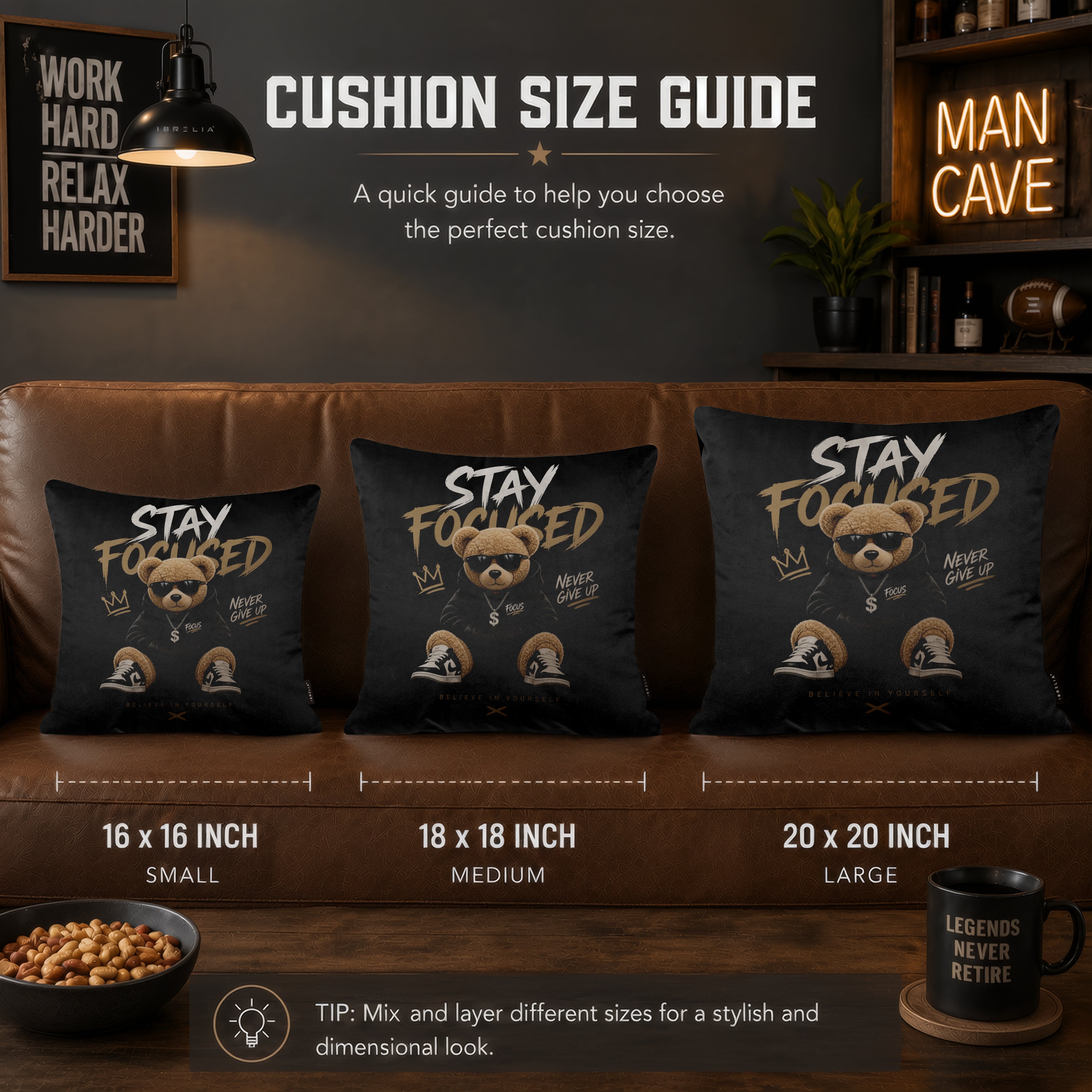 Stay Focused Teddy Cushion | Premium Velvet Suede | Double-Sided Print