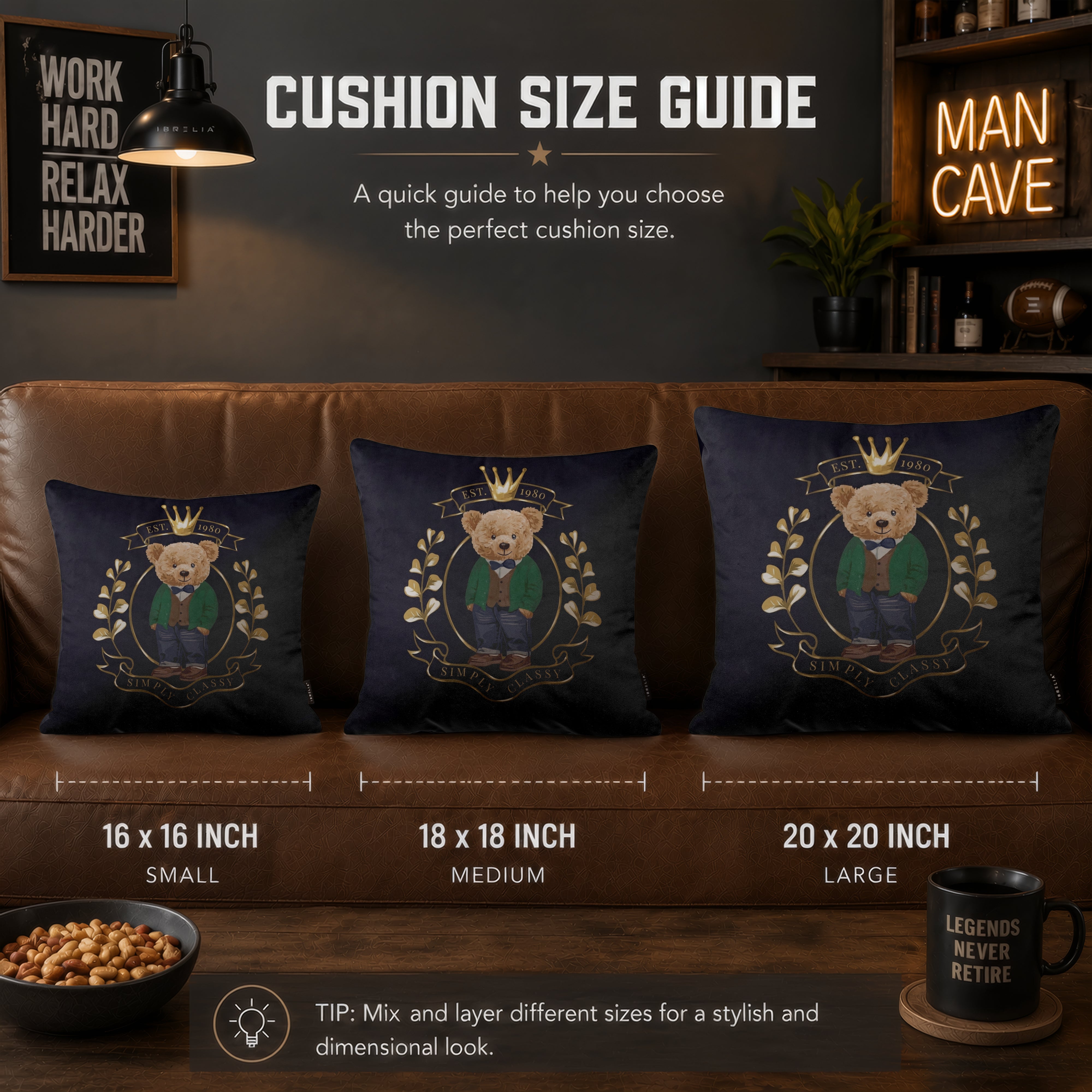 Royal Teddy Crest Cushion | Premium Velvet Suede | Double-Sided Print