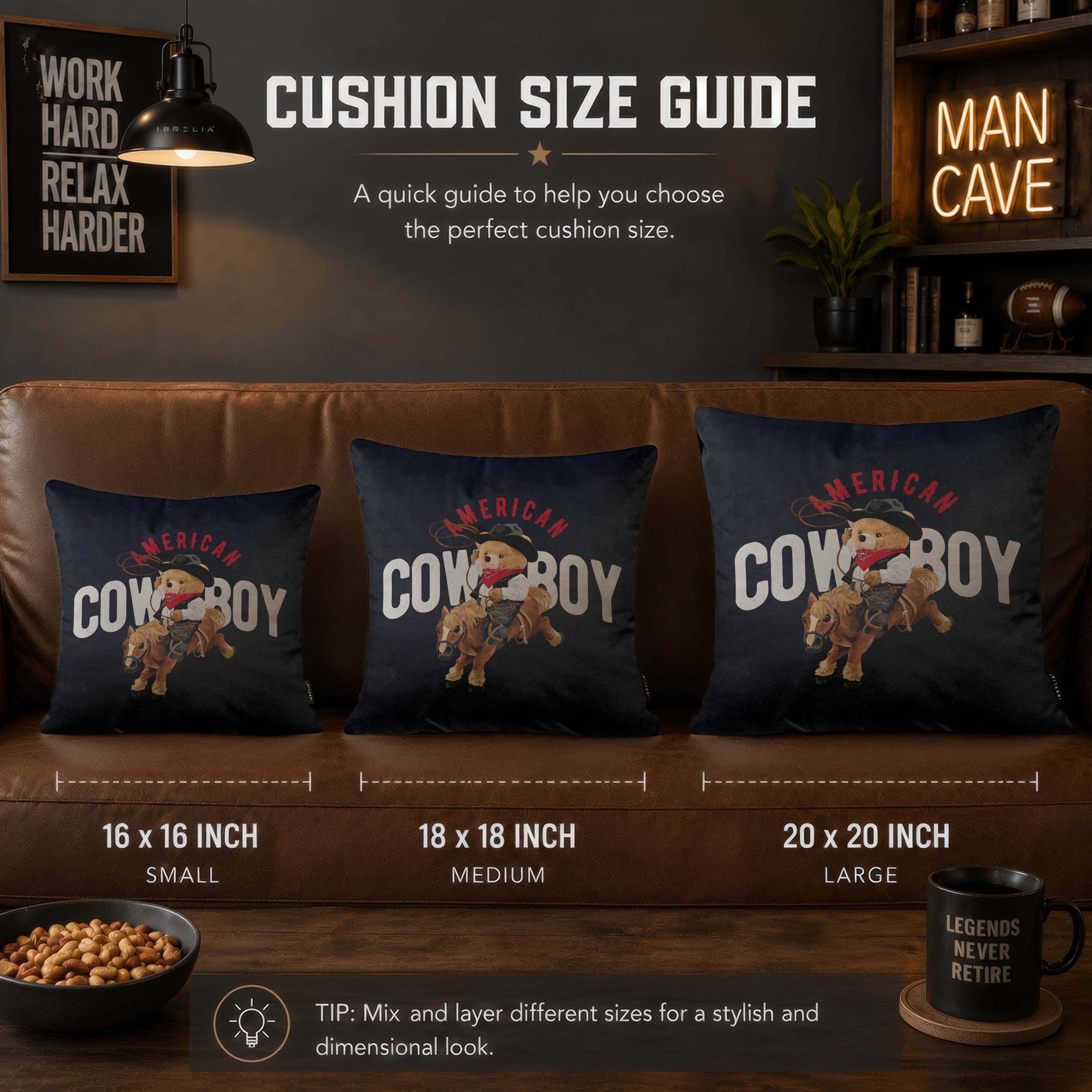 Cowboy Teddy Bear Velvet Suede Decorative Cushion | Premium Double-Sided Print